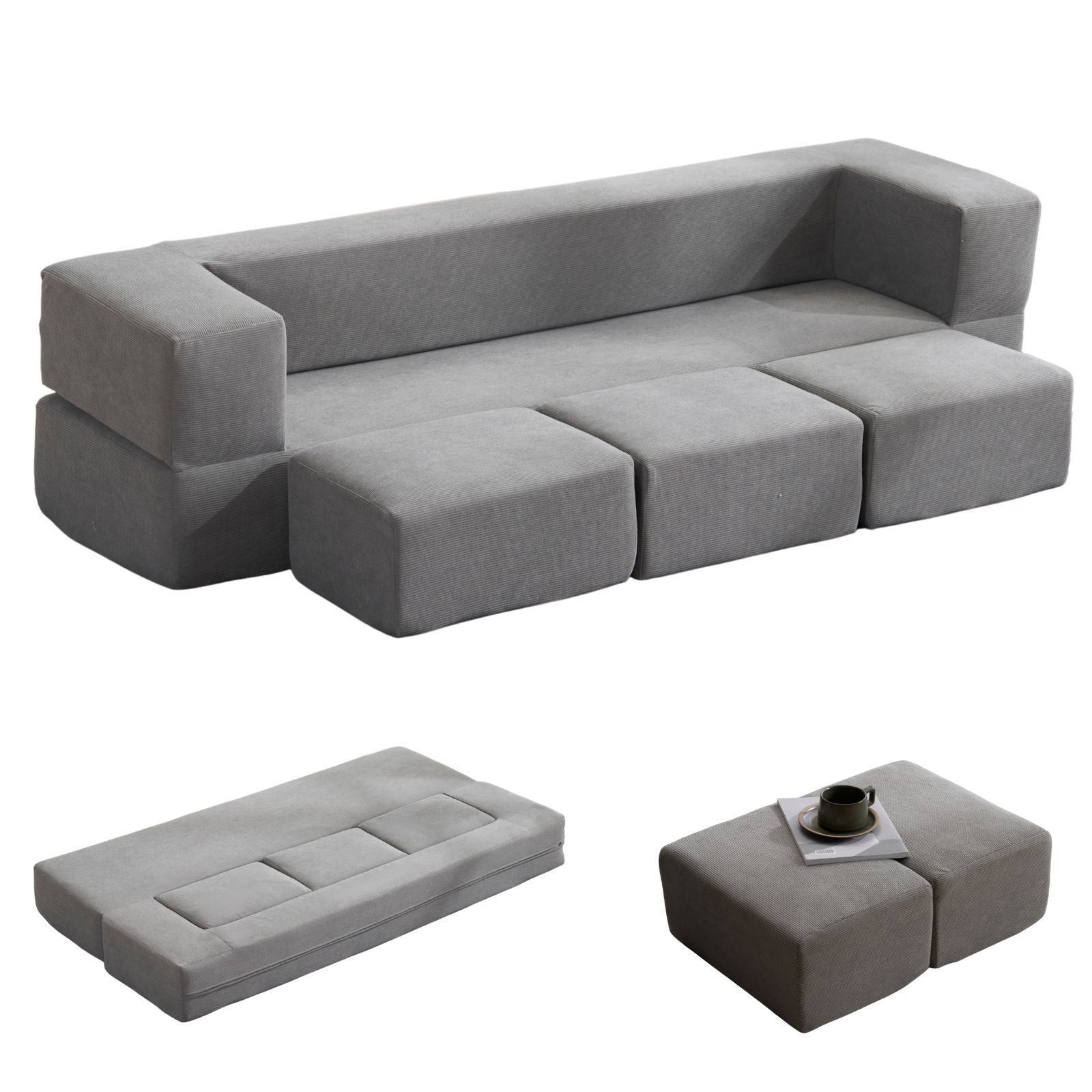 3/13再入荷予定」 ソファベッド 最大5人掛け 5P 組立て不要 フロア