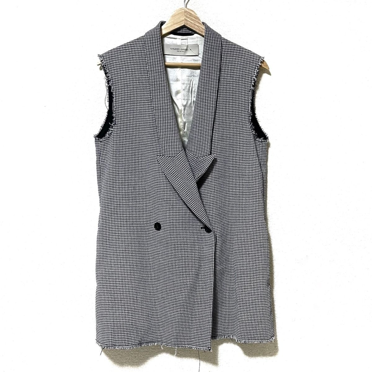 GOLDEN GOOSE ゴールデングース コート サイズ42 L レディース - 黒×白 ノースリーブ|春|秋