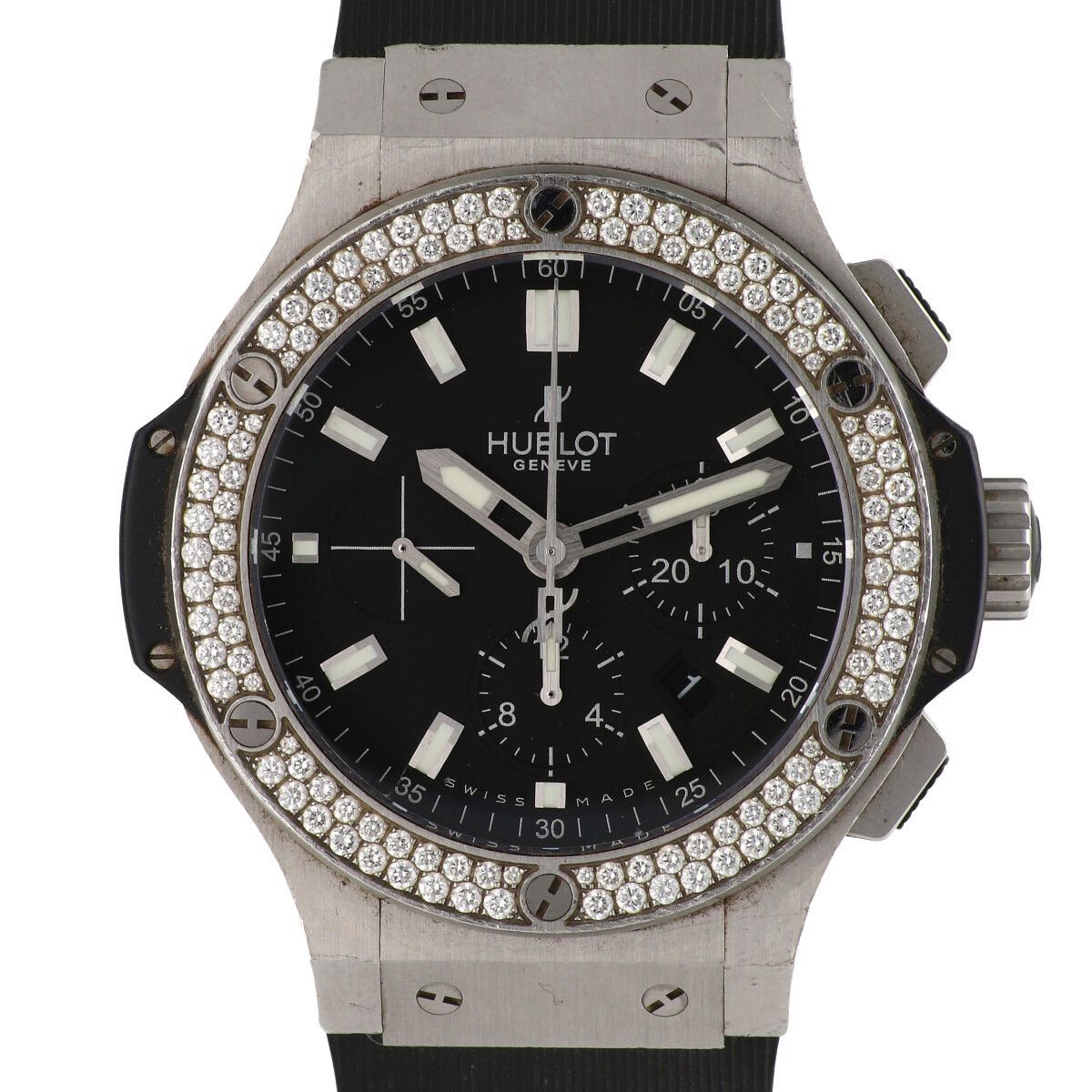 【中古】 Hublot ウブロ ビッグバン スチール クロノグラフ 44mm ダイヤべゼル 301.SX.1170.RX.1104 ラバー ベゼル 自動巻き 腕時計 メンズ 24015537 AO 中古】 Hublot ウブロ ビッグバン スチール クロノグラフ 44mm ダイヤ