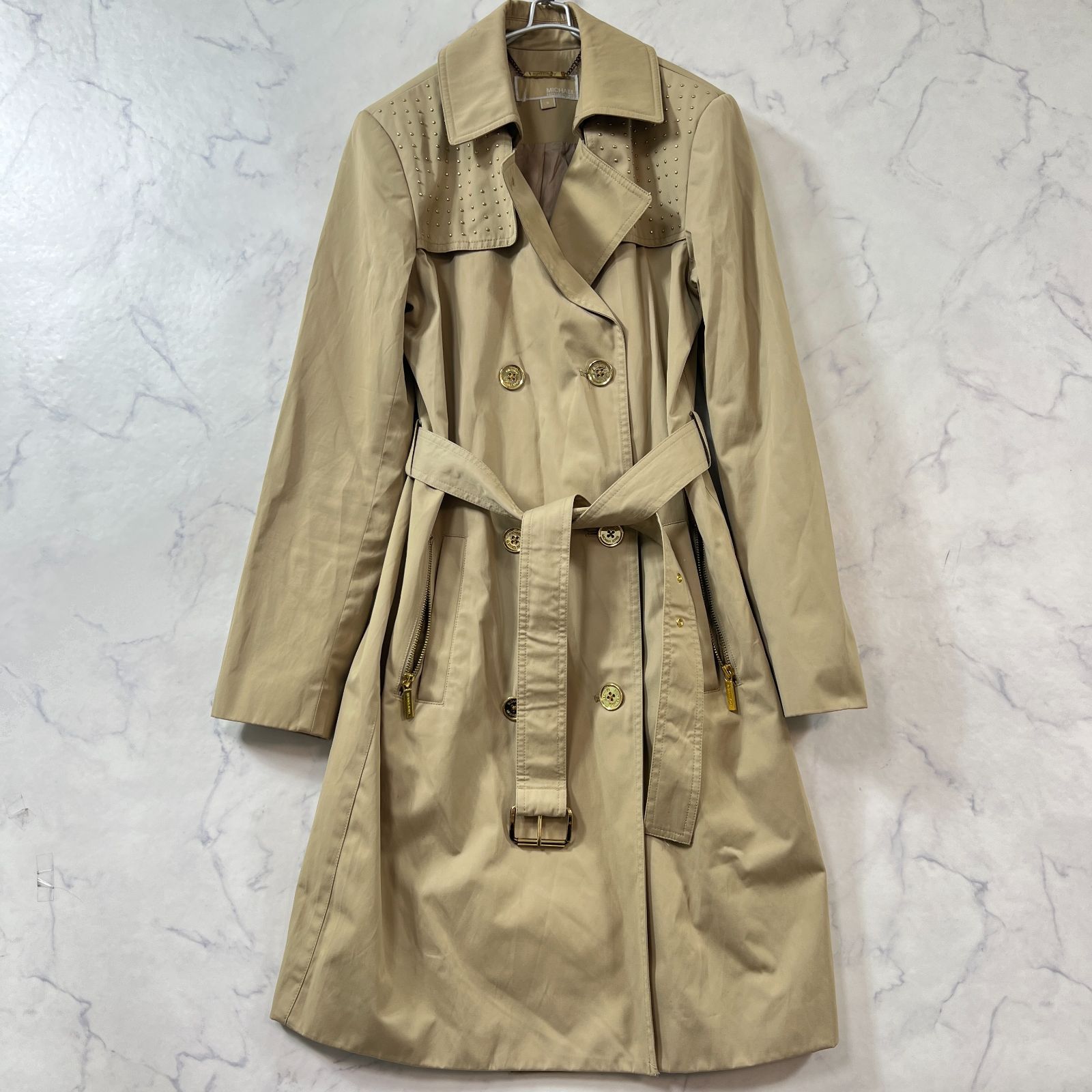 美品 マイケルコース メタルボタン ロゴボタン トレンチコート ベルト