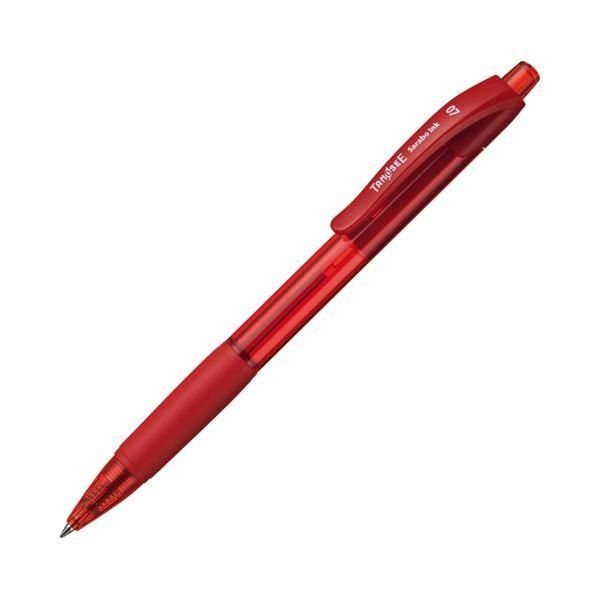 まとめ) TANOSEE ノック式油性ボールペン（なめらかインク） 0.7mm 赤