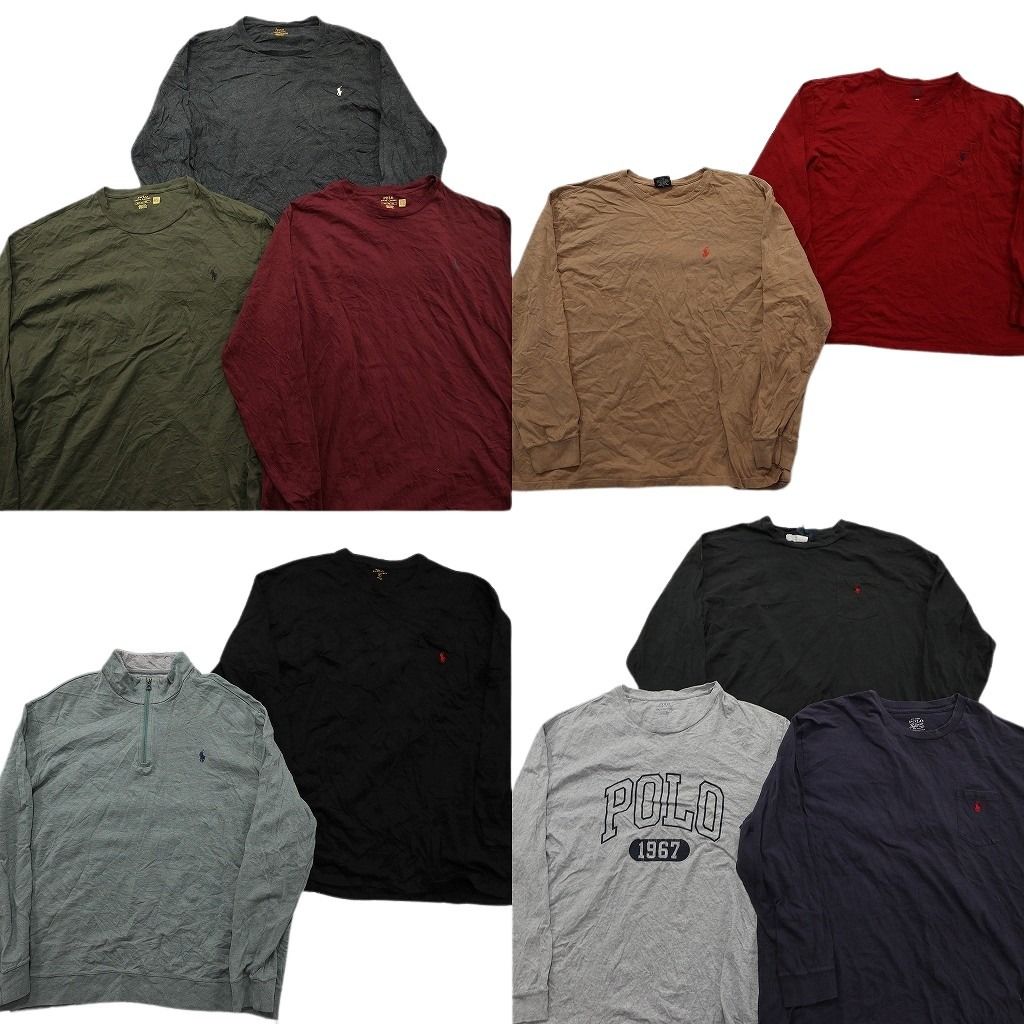 古着卸 まとめ売り ラルフローレン 長袖Tシャツ 10枚セット (メンズ