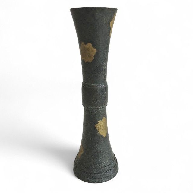 立鼓式 塗金銅花器 平安 秦蔵六造 銅製 銅器 花器 華道具 古美術