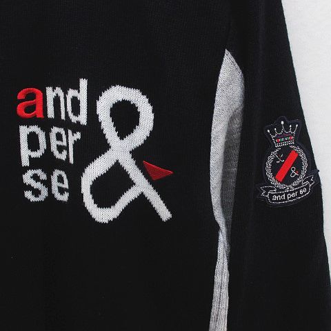 アンパスィ and per se ゴルフウェア 長袖 ニット ブルゾン L 黒系