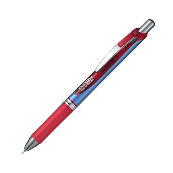 (まとめ) ぺんてる ゲルインクボールペンノック式エナージェル 0.5mm 赤 （軸色 赤） BLN75-B 1本 〔×50セット〕