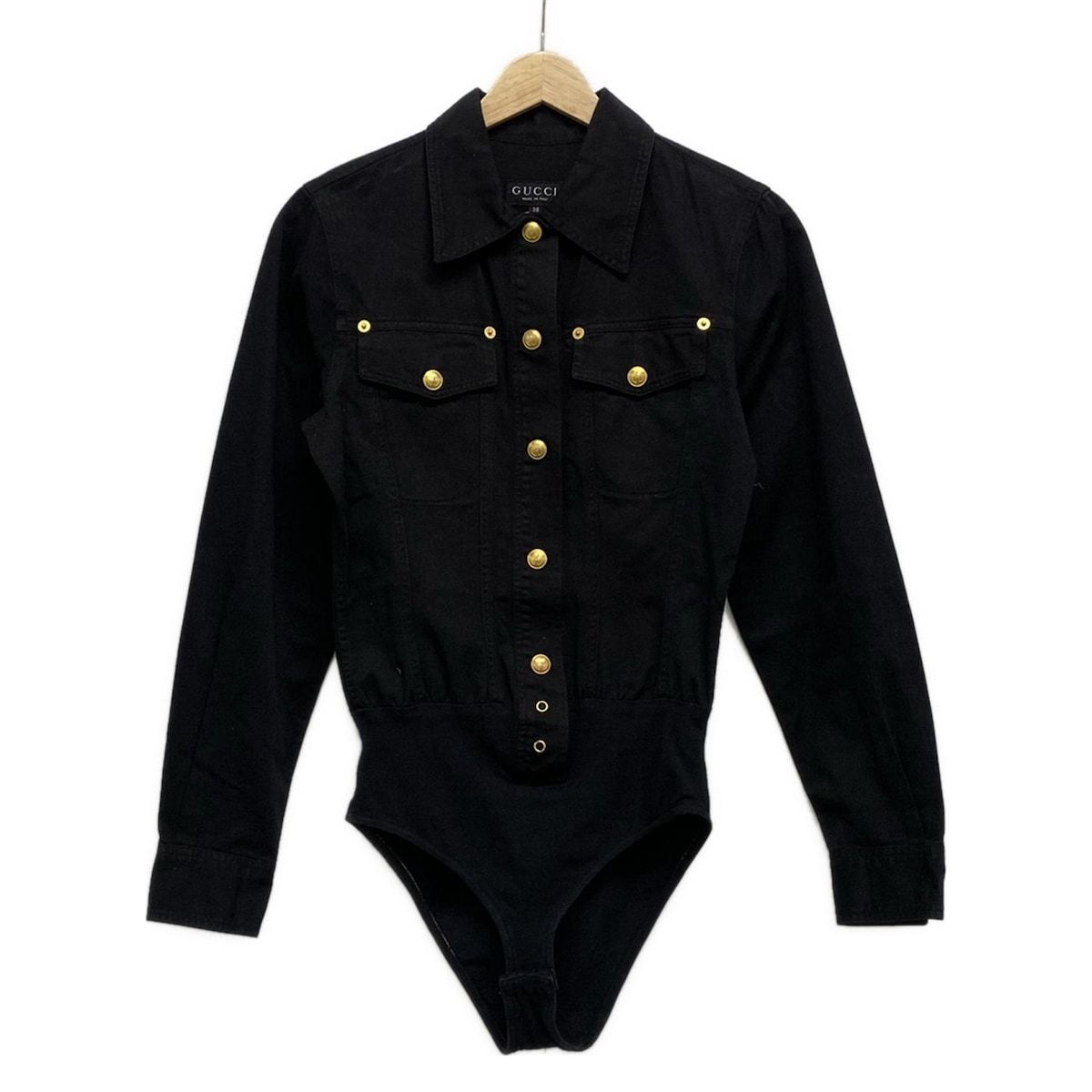 GUCCI(グッチ) 長袖シャツブラウス サイズ38 S レディース 黒 タンガ 