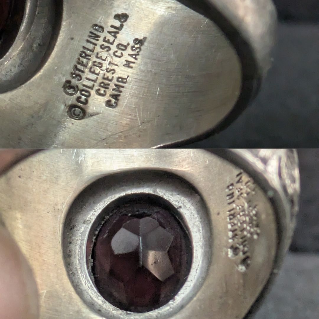 Silver925 1970年代 14号 米国 COLLEGE SEAL & CREST CO パープル 