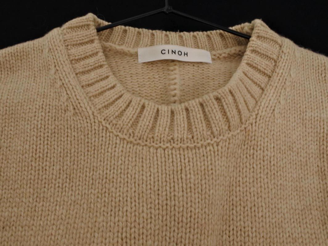 CINOH チノ ウール100% クルーネック オーバーサイズ ニット セーター