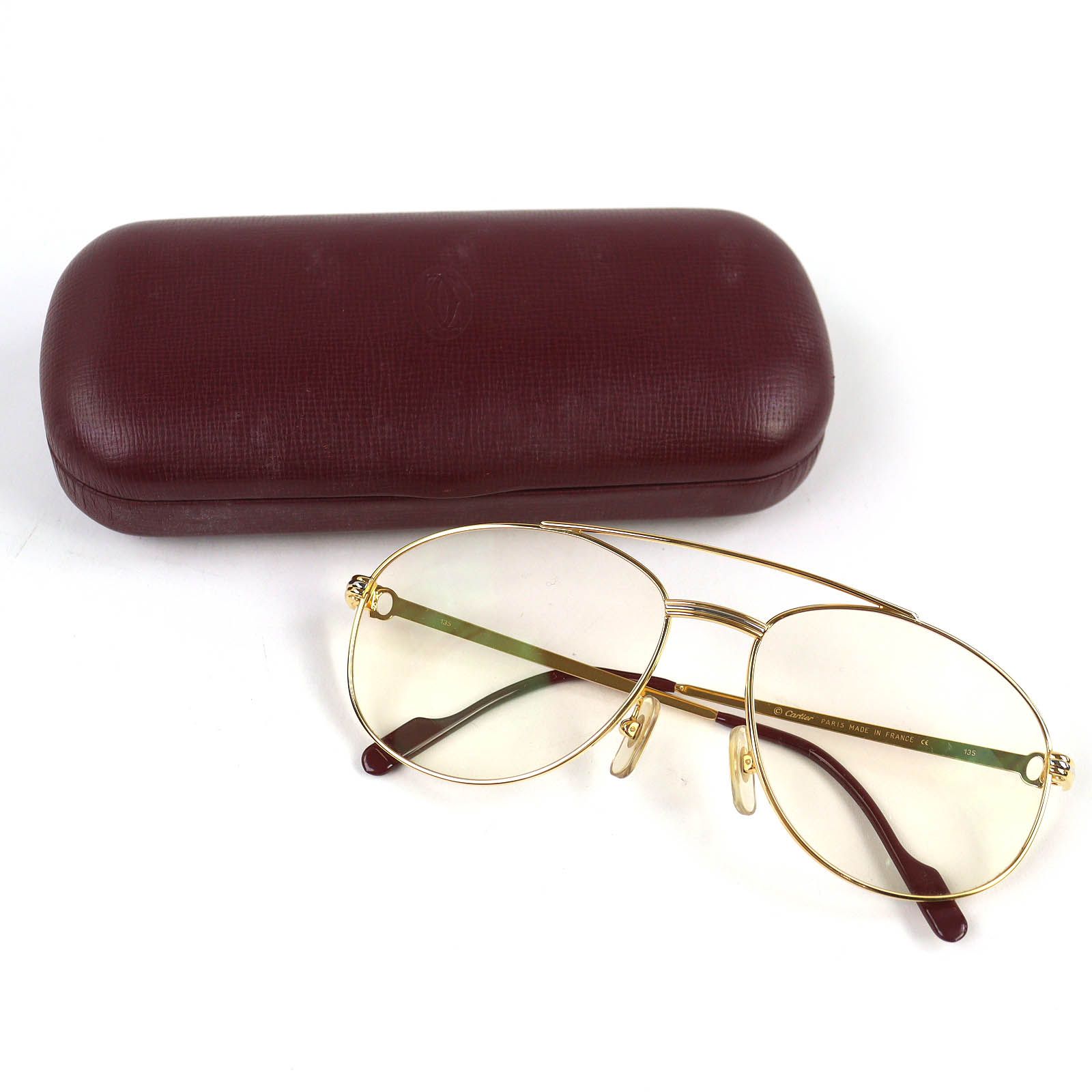 Cartierカルティエ 美品Cartier カルティエ 135 トリニティ メガネ 