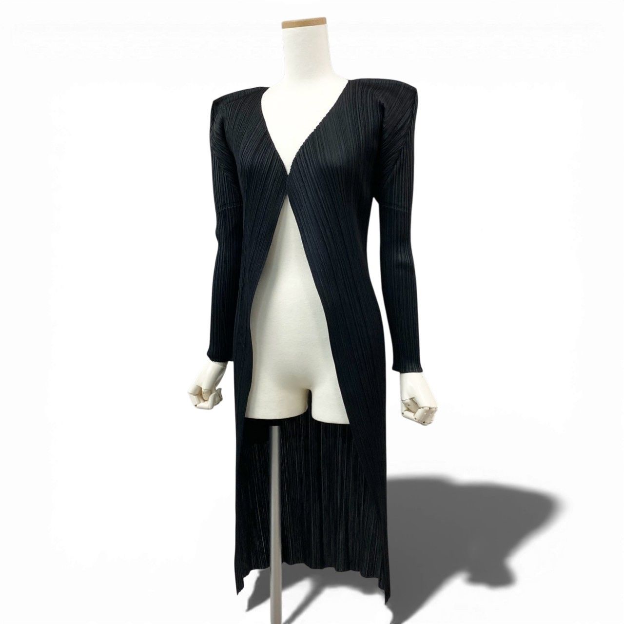 Ab11【美品】PLEATS PLEASE プリーツプリーズ プリーツロングカーディガン ロングコートカーディガン PP61-JG605 2サイズ ブラック ポリエステル100％ レディース 女性用k02i Ab11【美品】PLEATS PLEASE プリーツプリーズ プリーツロング