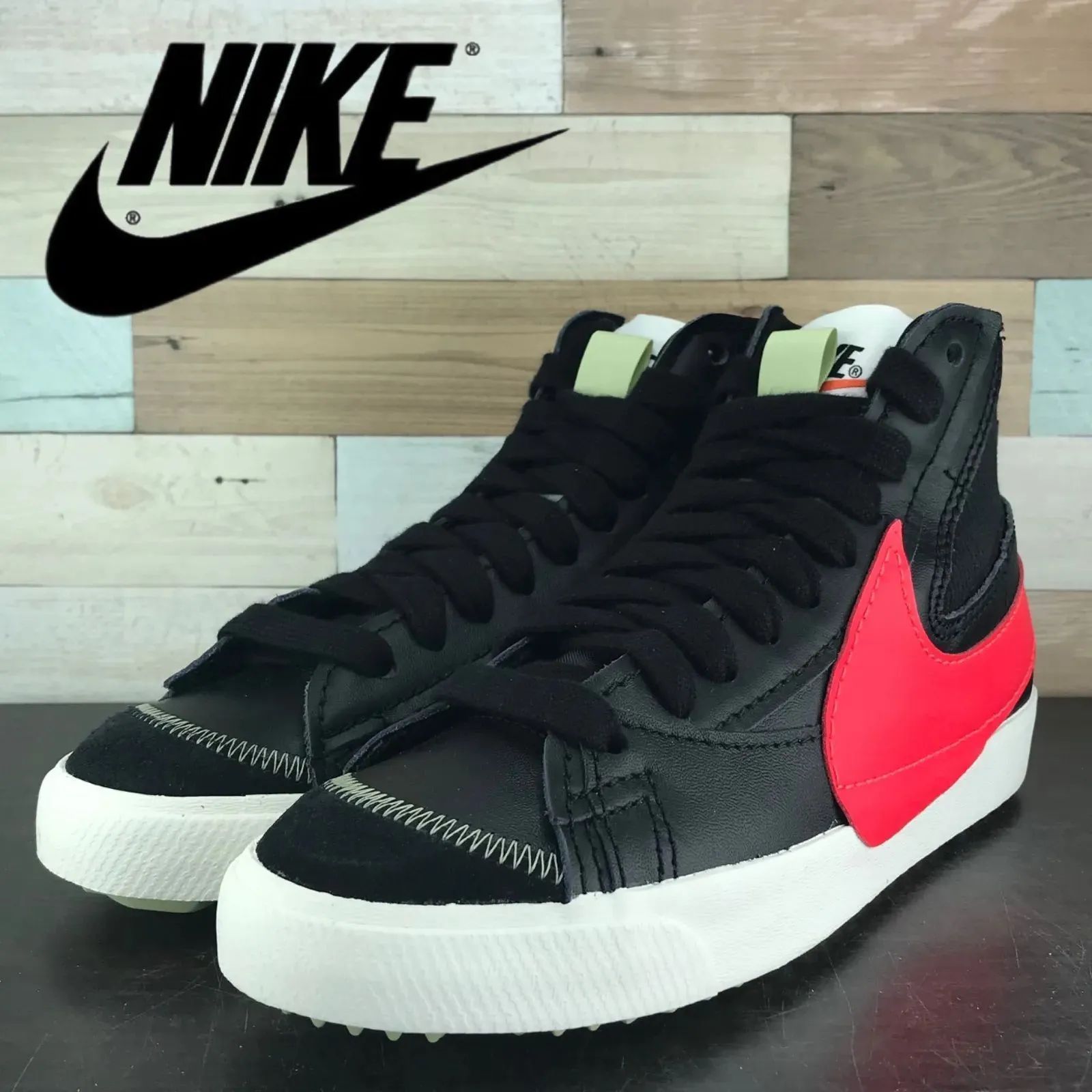 NIKE BLAZER MID 77 JUMBO ナイキ ブレイザー ミッドカット 77 ジャンボ ブラック 黒 レッド 赤 ホワイト 白 26cm メンズ スニーカー U11222 NIKE BLAZER MID 77 JUMBO ナイキ ブレイザー ミッドカット 77 ジャンボ ブラック 黒 レッド 赤 ホワイト 白 26cm メンズ スニーカー U11222