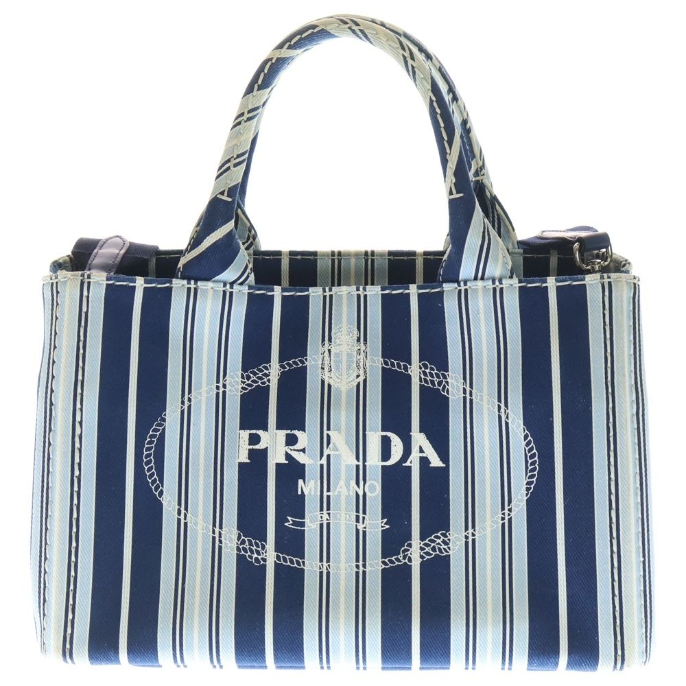 PRADA (プラダ) カナパ スタンパータ アズーロ 2WAY ハンドバッグ 