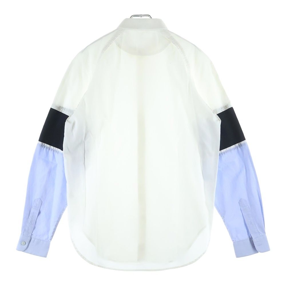 CARVEN (カルヴェン) スリーブ切り替えデザイン シャツカラー ボタンアップ コットン長袖シャツ ホワイト 2070CH30