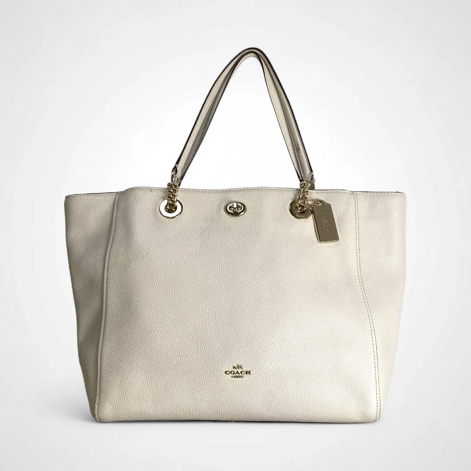 COACH コーチ / ターンロック チェーントートバッグ 本革 ブランドロゴ 