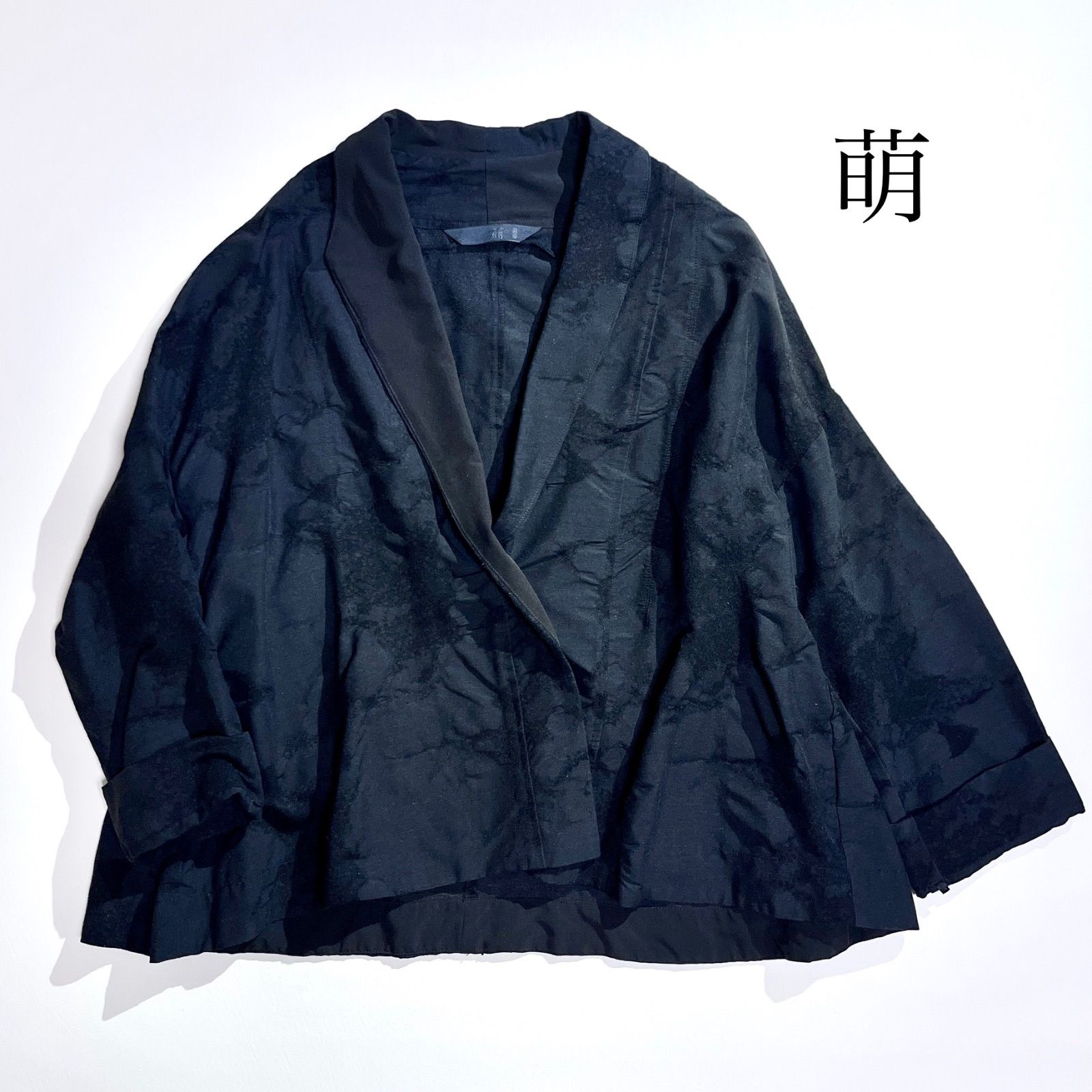 【極美品】moyuru 変形 ドット アシンメトリー ジャケット M～L cX54 萌 変形 ジャケット 絞り アシンメトリー テーラードジャケット