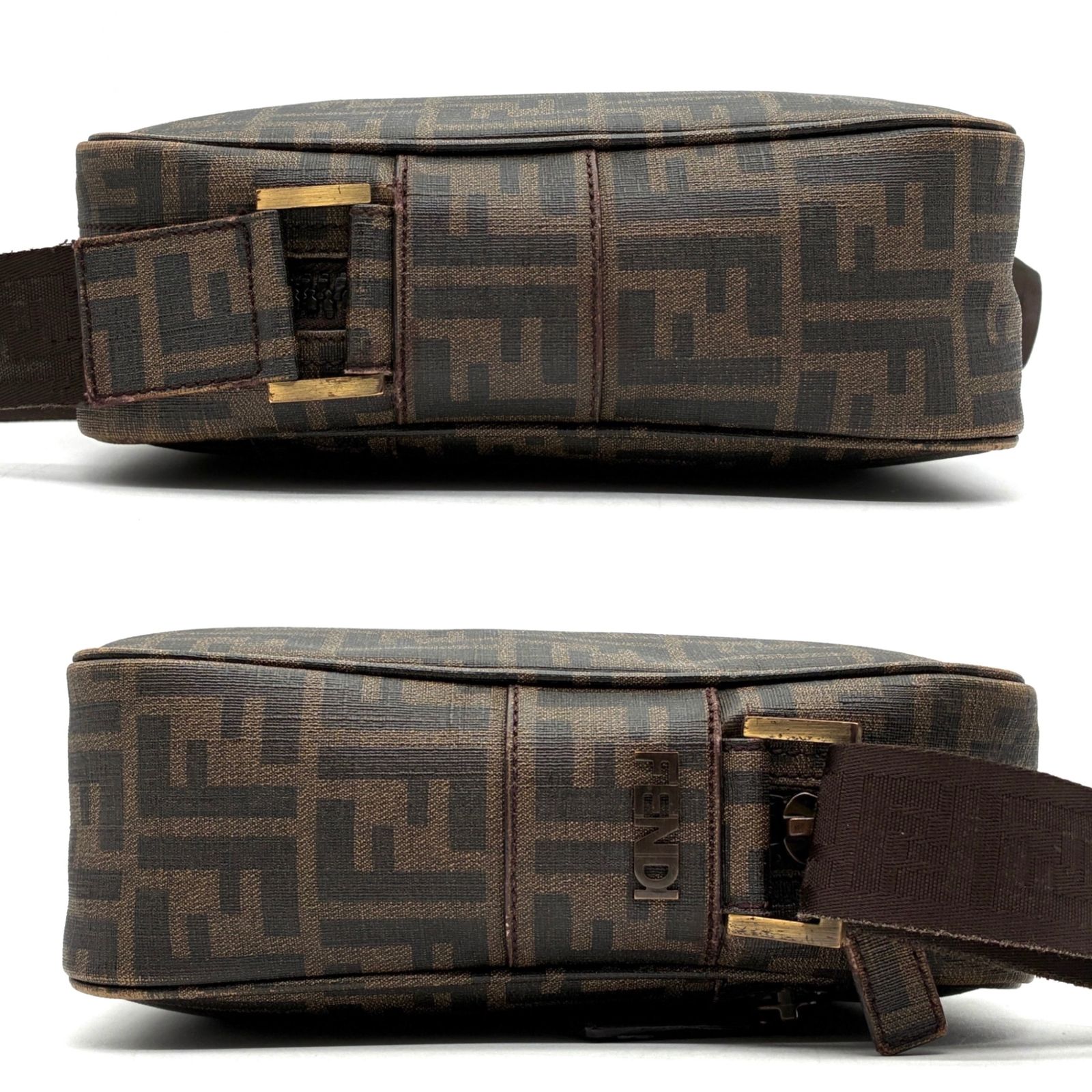 美品 FENDI フェンディ ショルダーバッグ ポシェット ズッカ スクエア 
