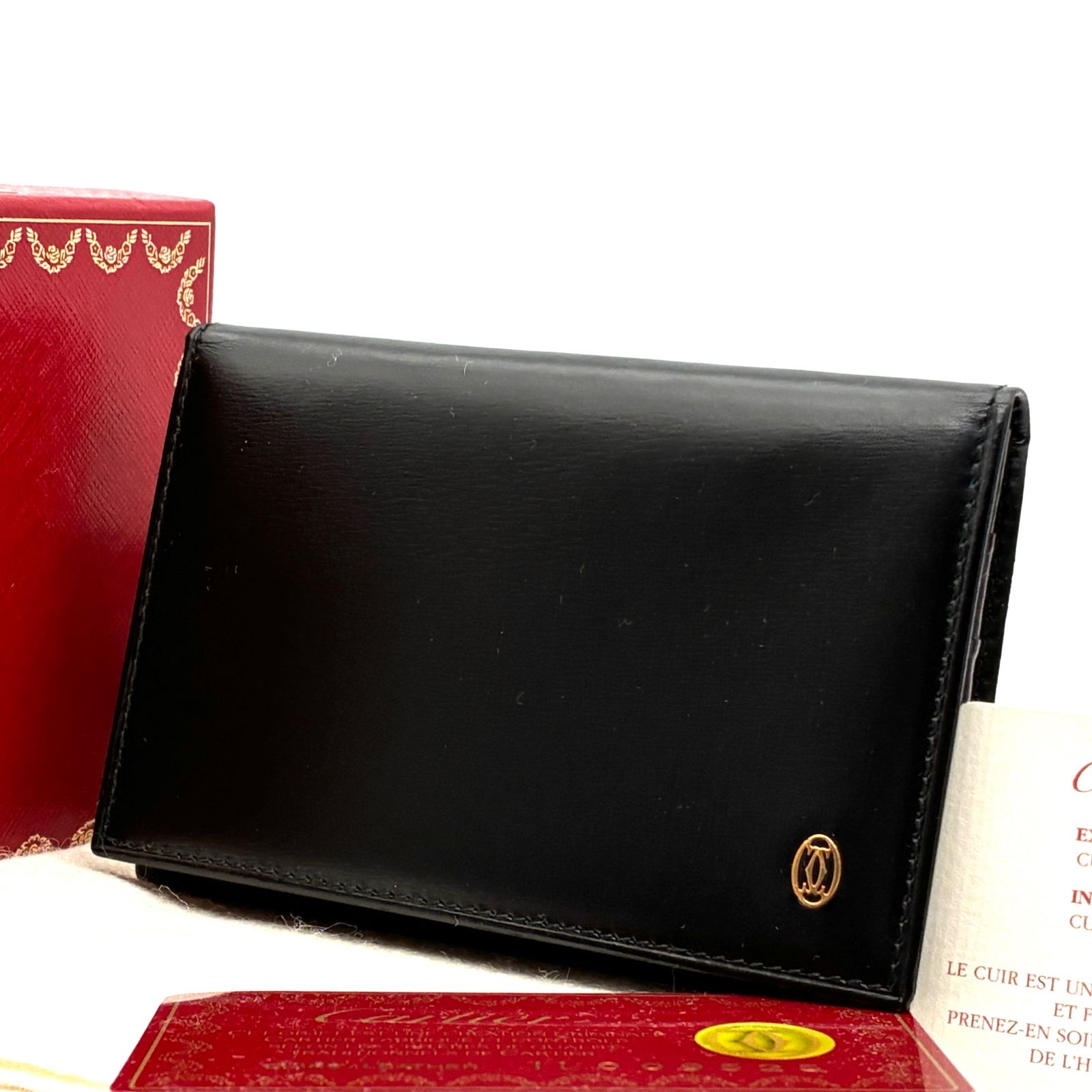 未使用保管品 カルティエ 名刺入れ カードケース レザー マストライン ロゴ 黒 未使用保管品・デッドストック Cartier カルティエ 名刺入れ カード