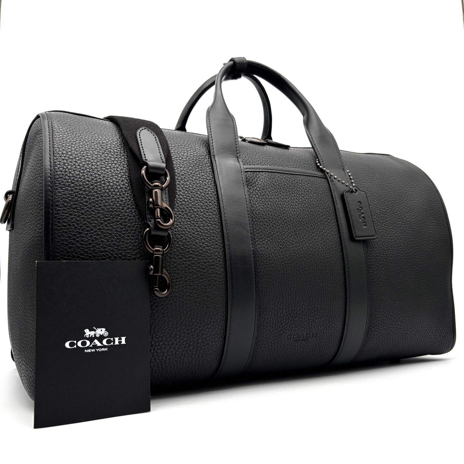 Unused Grade/Current Coach Coach Gotham Duffel Bag 45 Boston Bag 2 Way Shoulder All Leather Genuine Leather Textured Leather Black Large Capacity Business Trip Travel Men's Women's CV957