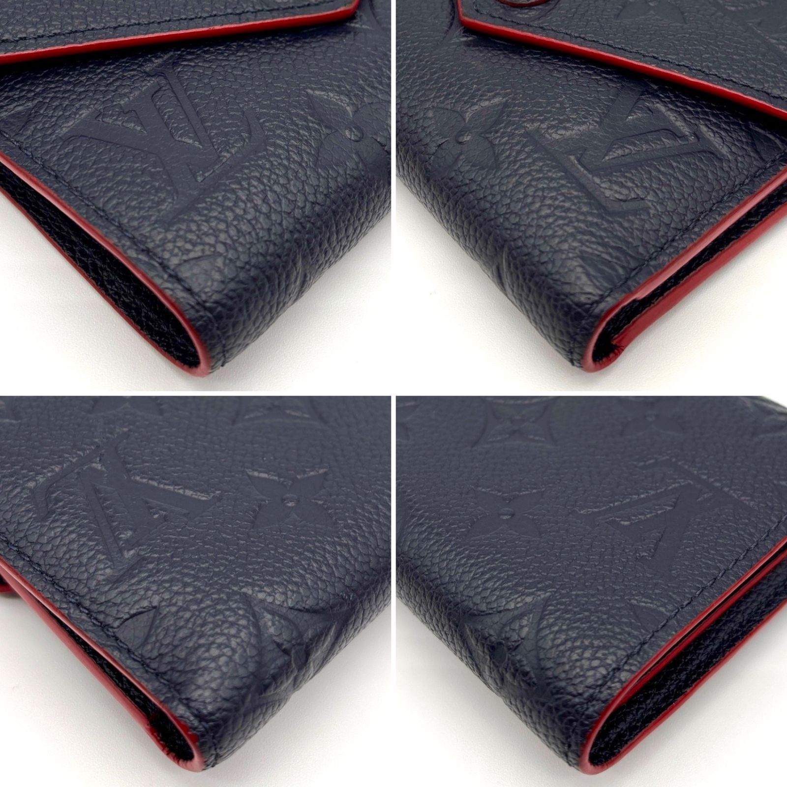 美品 RFIDモデル LOUIS VUITTON ルイヴィトン ポルトフォイユ ヴィクトリーヌ モノグラム アンプラント マリーヌルージュ M64577 三つ折り財布 レディース コンパクトウォレット ネイビー ルイヴィトン 三つ折り財布 ポルトフォイユヴィクトリーヌ モノグラム
