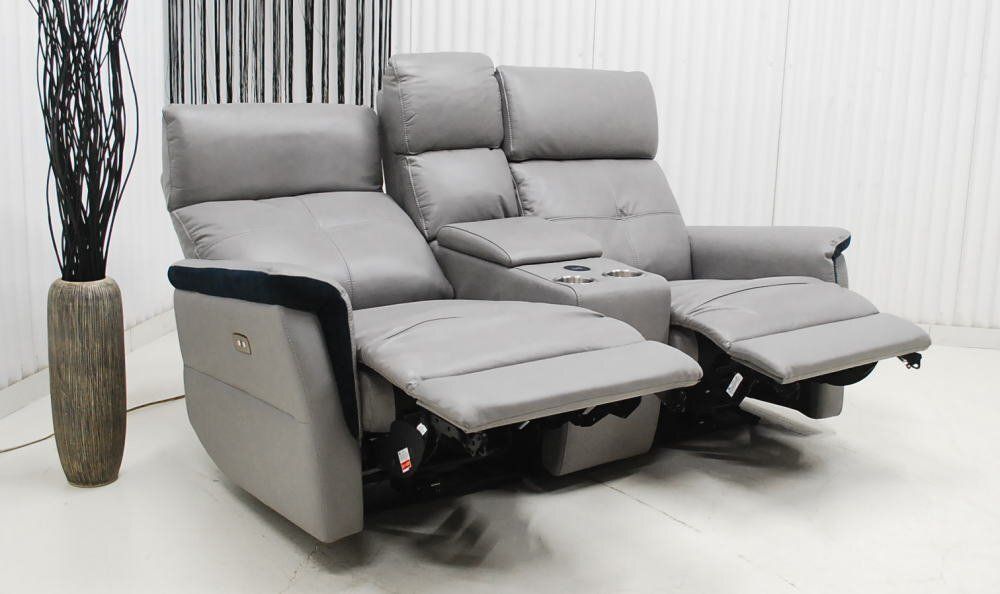 【現品限り】電動リクライナーソファ　ヘッドレスギア付き　本革　ラグジュアリーモダン　アウトレット 送料無料(一部除)　  260214-ラスター3p電動GY