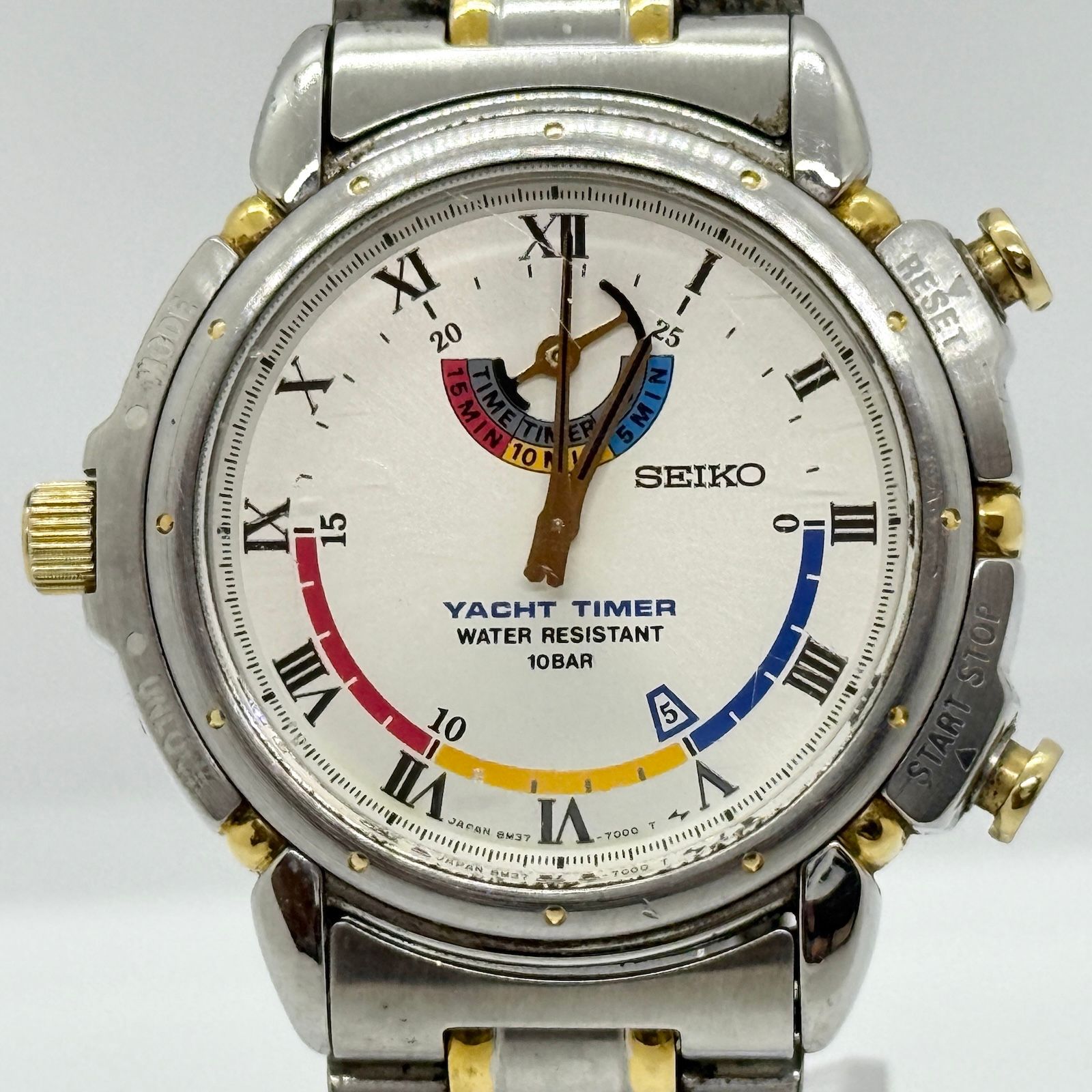 SEIKO セイコー ヨットタイマー 8M37-7000 SS ホワイト QZ メンズ
