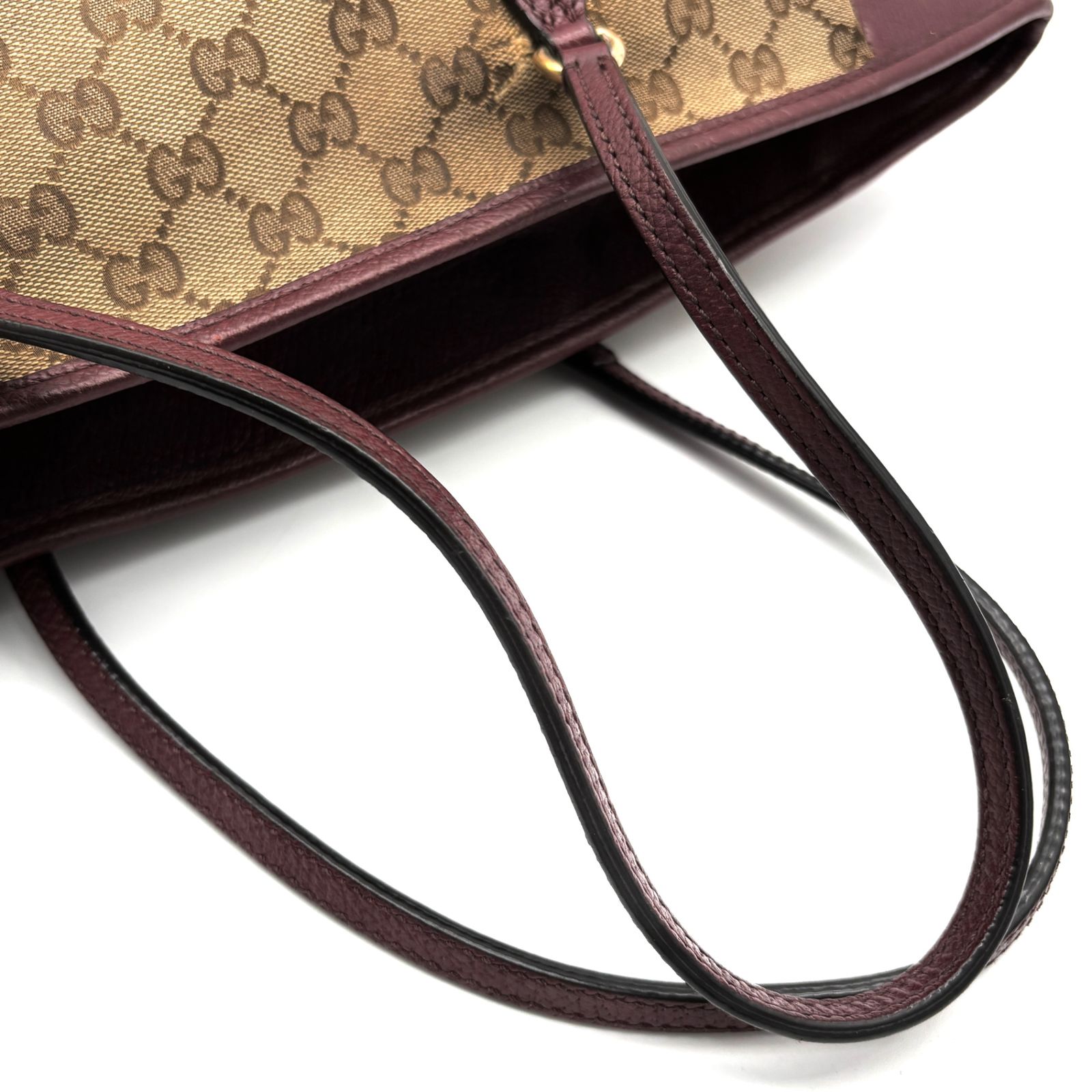 外観美品 GUCCI グッチ トートバッグ GG キャンバス レザー インター