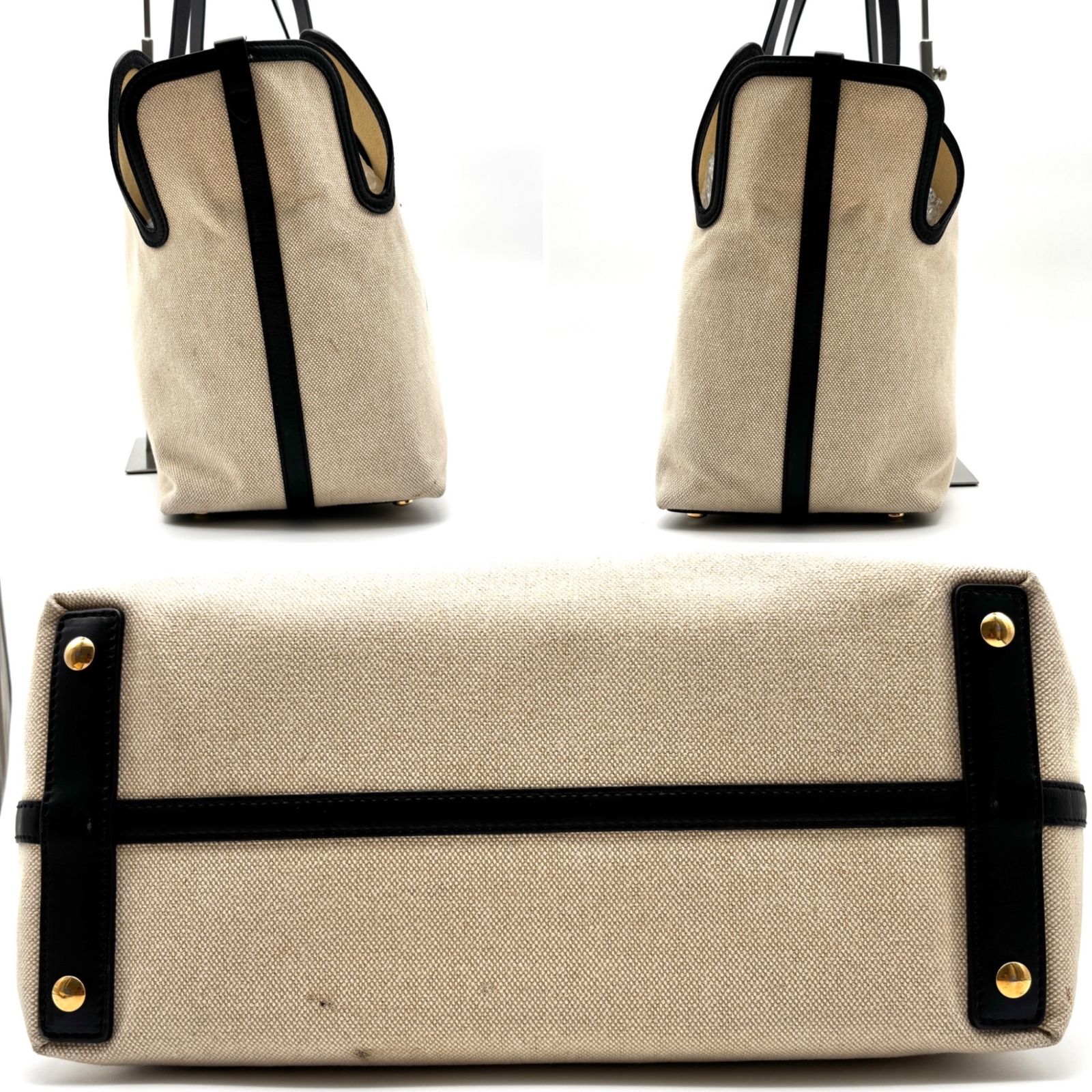 美品 BURBERRY バーバリー ソフト ミディアム トートバッグ ロゴ 