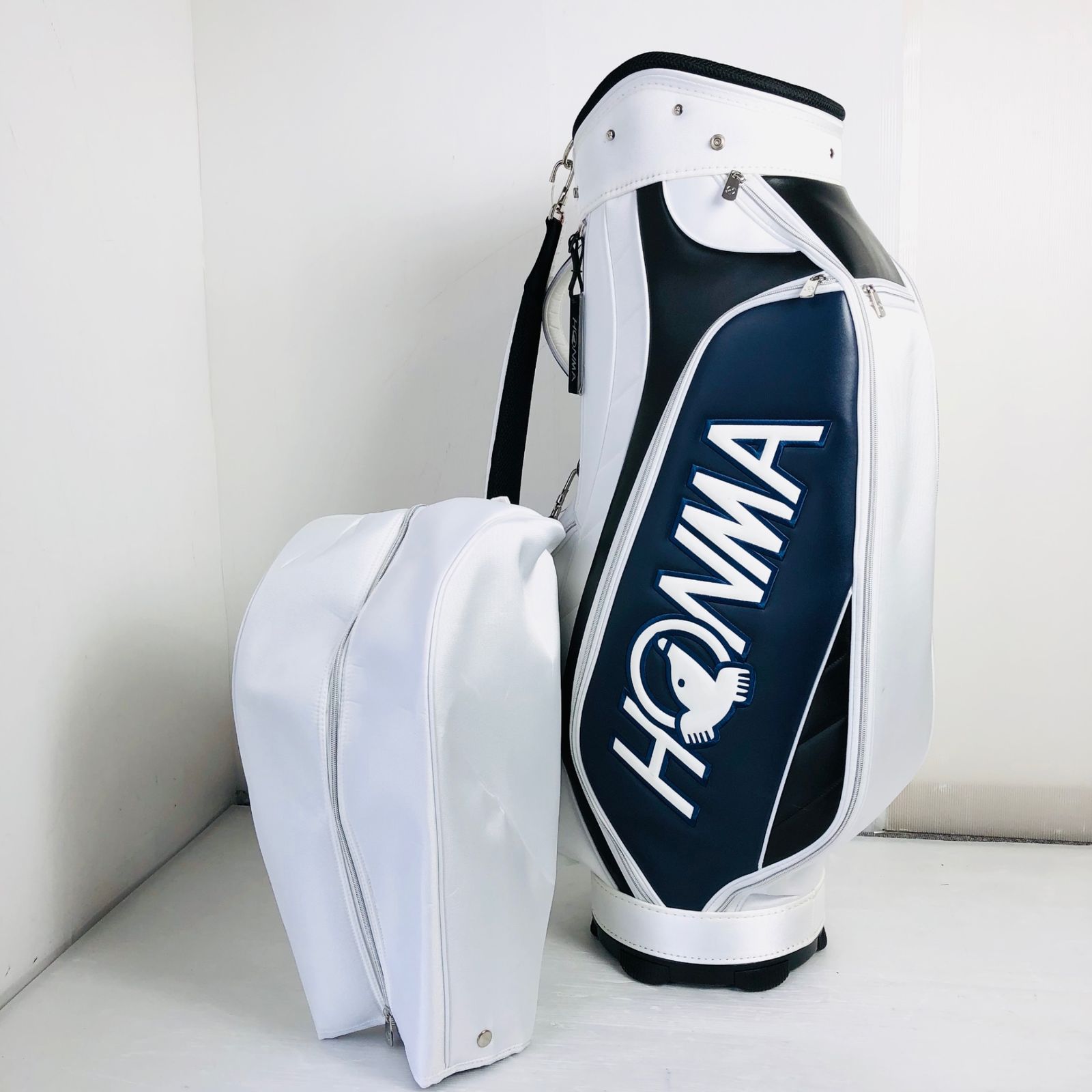 未使用品 HONMA ホンマ 9インチ ホワイト キャディバッグ ゴルフバッグ 