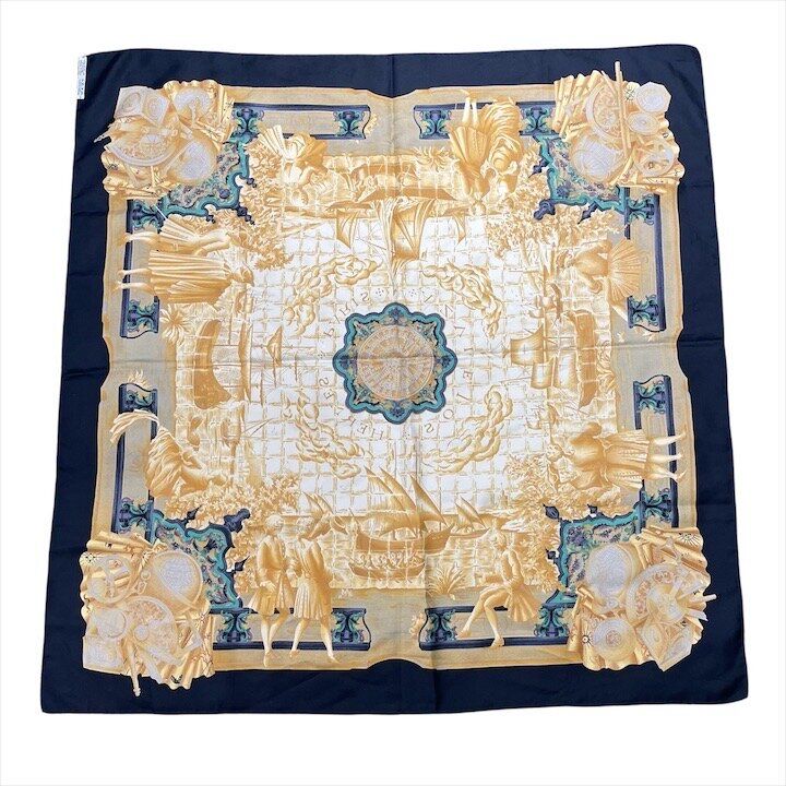 超美品 HERMES エルメス カレ90 アズレージョ AZULEJOS シルク 大判
