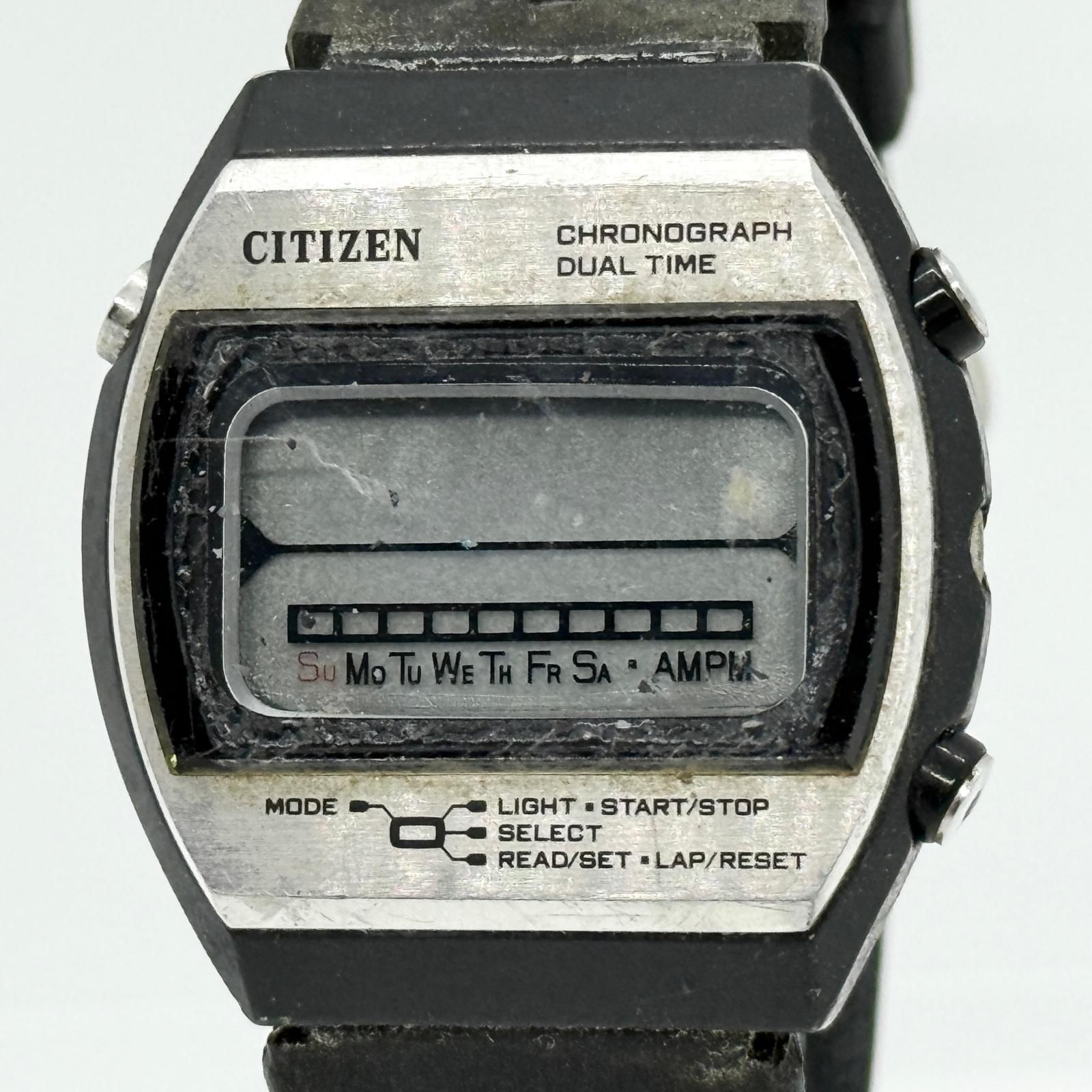 CITIZEN シチズン デジタル 不動 4-096169 グレー QZ メンズ ヴィンテージ アンティーク レトロ 腕時計