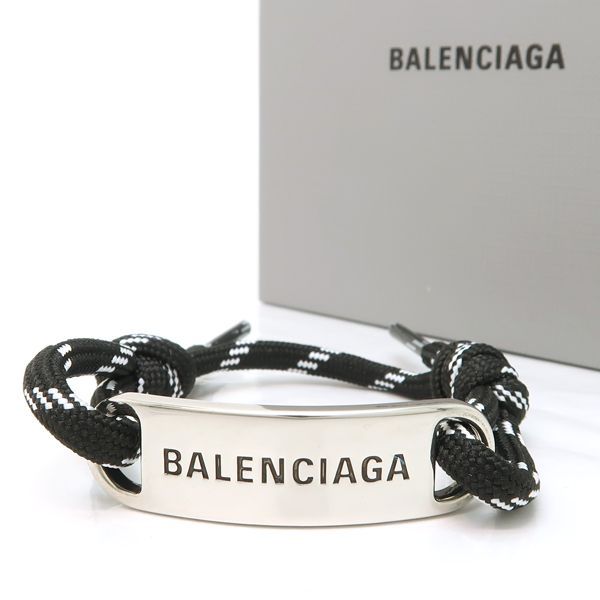 BALENCIAGA プレート ブレスレット 656418 コード ロゴ シューレース