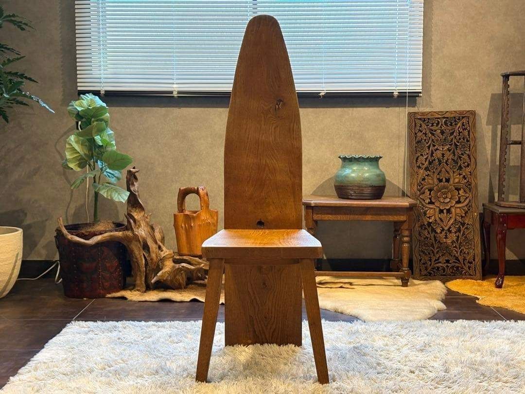 ③ 希少 レトロ 無垢材 ヴィンテージ カフェ 店舗什器 ハイバック