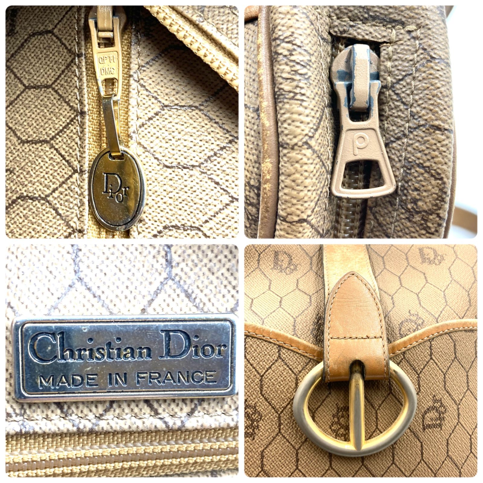 □良品□Christian Dior クリスチャンディオール ハニカム柄 CDロゴ 