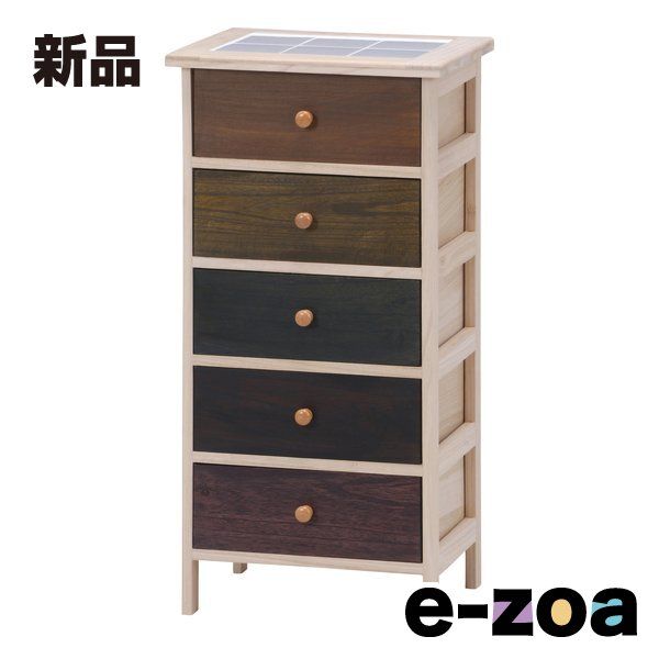 不二貿易 フジボウエキ 桐製 マルチカラフル５段ボックス 高さ82cm COLORHF05-004 (2542627)