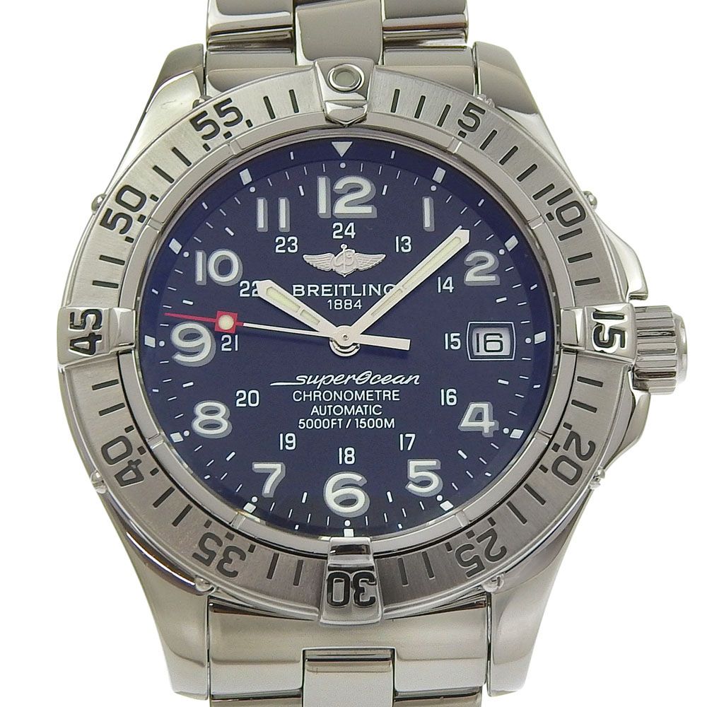 本物保証 ブライトリング BREITLING スーパーオーシャン デイト クロノメーター A17360 黒文字盤 SS 自動巻 42ミリ メンズ