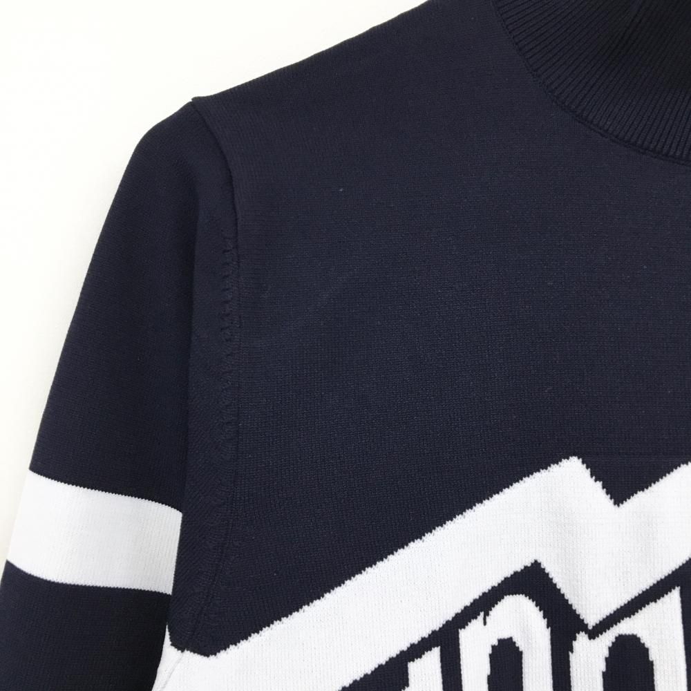 超美品】アンパスィ ハイネックセーター ネイビー×白 ニット