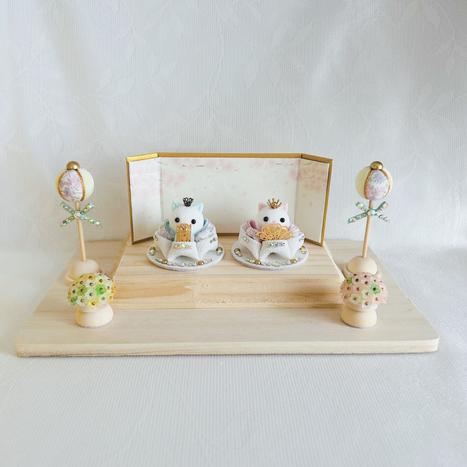 雛人形 お雛様 ハンドメイド リバティ つまみ細工 おしゃれ くま ねこ