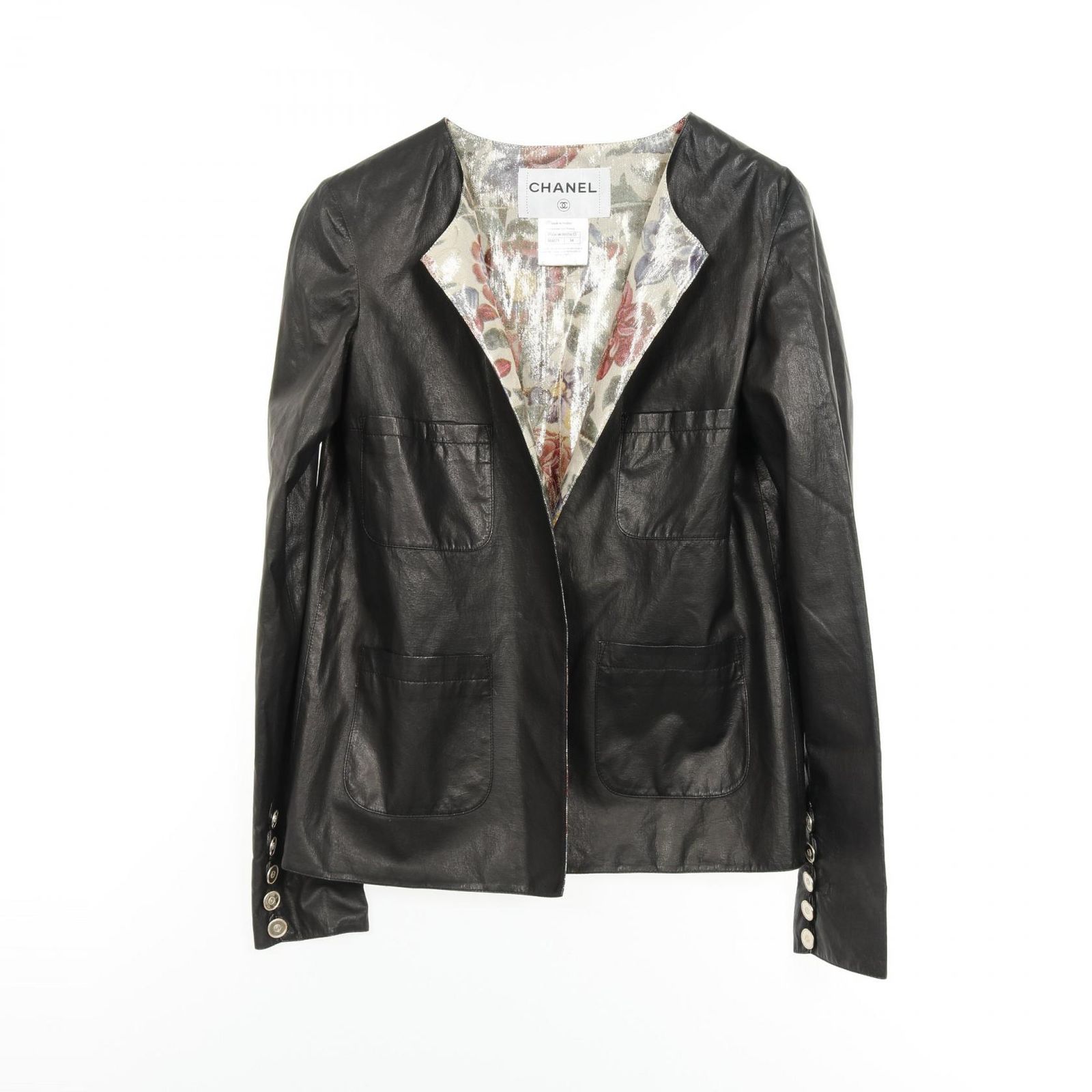 CHANEL - シャネル CHANEL ノーカラージャケット 衣料品 アウター レザー レディース ブラック系 P50696W05613 【中古】 シャネル CHANEL ノーカラージャケット P50696W05613 レザー