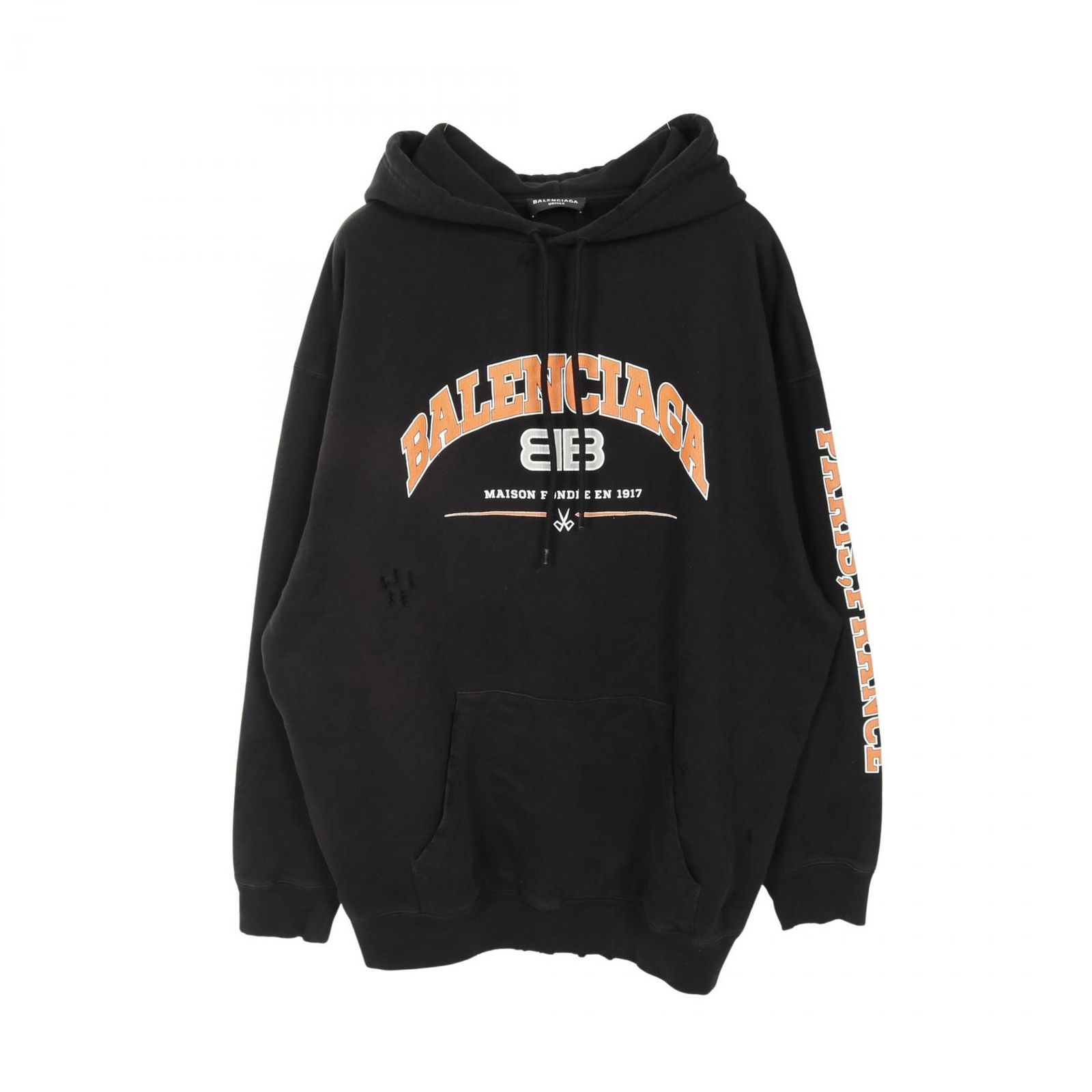 BALENCIAGA ブラック ダメージ加工パーカー BALENCIAGA ダメージ加工 ブラックパーカー バレンシアガ BALENCIAGA