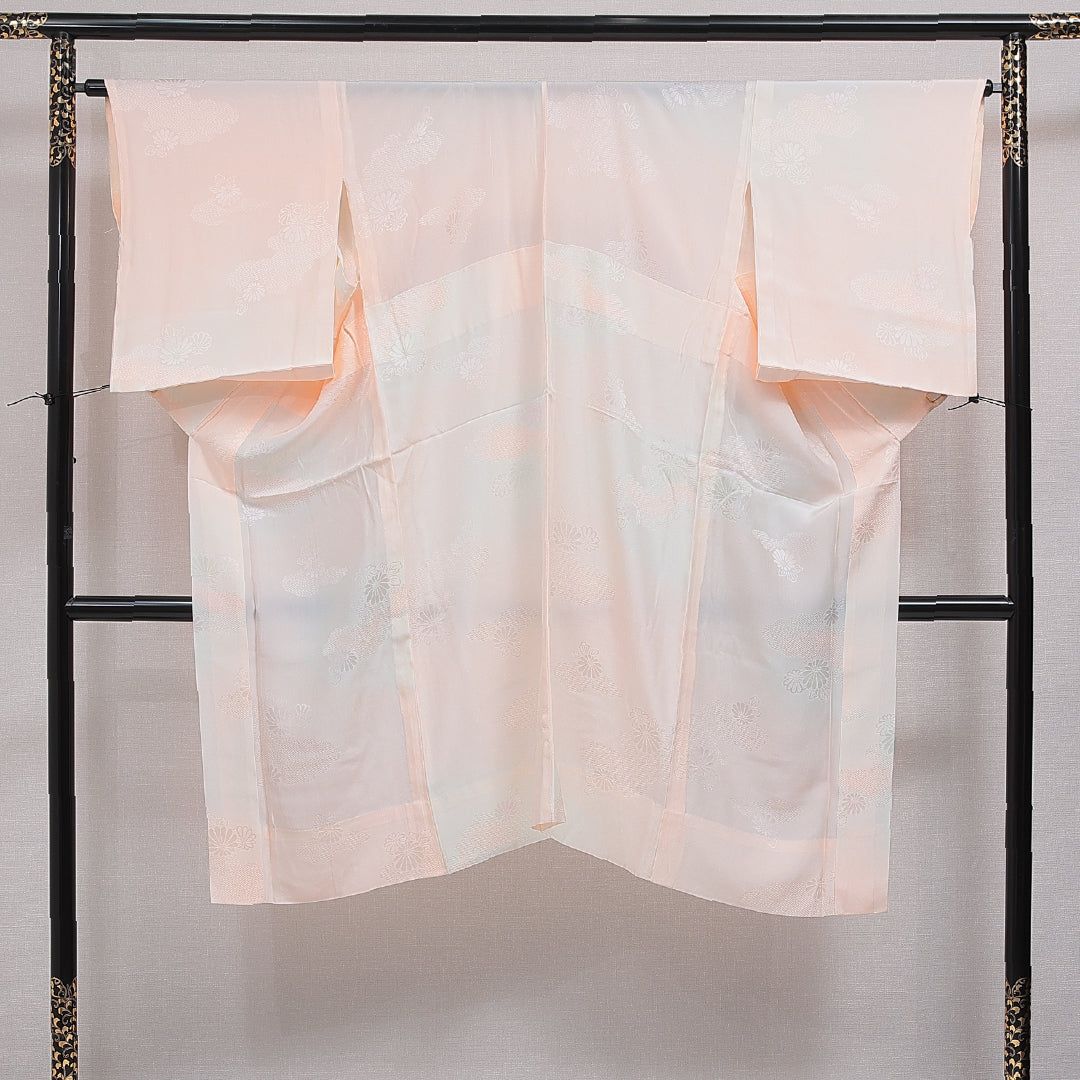 長襦袢 無双袖 身丈125cm 裄丈65cm 正絹 Bランク Mサイズ 菊 ピンク系