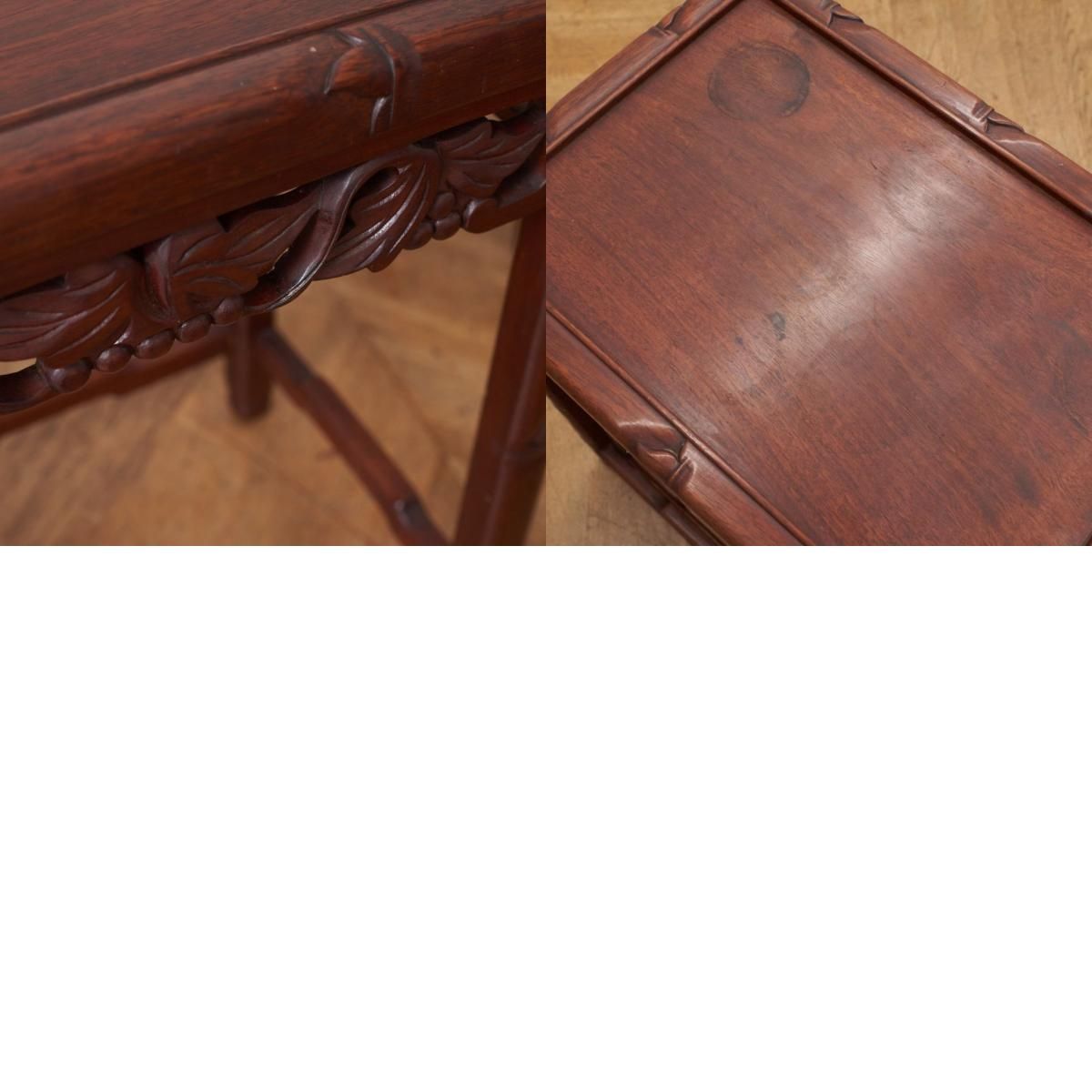 唐木家具 花梨 4連 ネストテーブル 花台 飾り台 カリン 無垢材 飾台