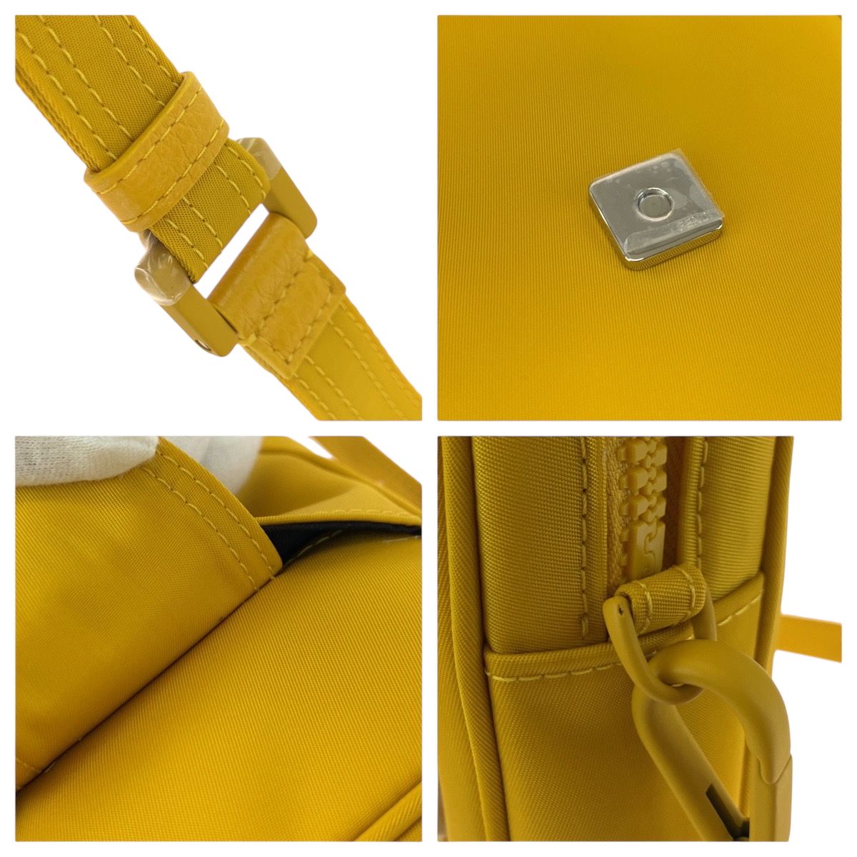 超美品 FENDI フェンディ ロゴ イエロー イエロー金具 ナイロン 7AS056