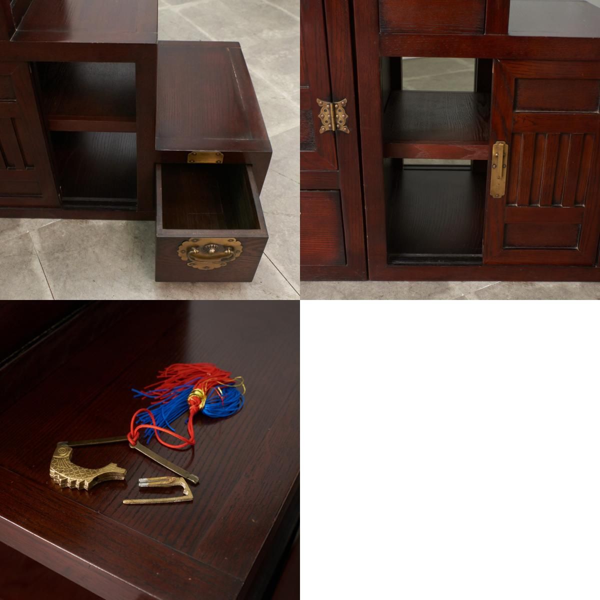 送料別】李朝家具 様式 欅 両面型 階段箪笥 ケヤキ 階段 チェスト 抽斗