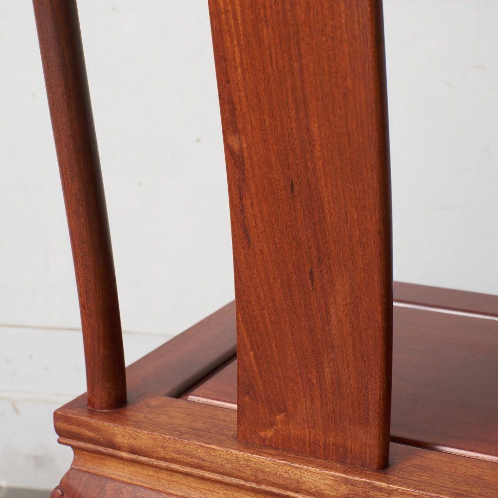 2脚セット 螺鈿細工 花梨 ダイニングチェア 中国美術 椅子 透かし彫り