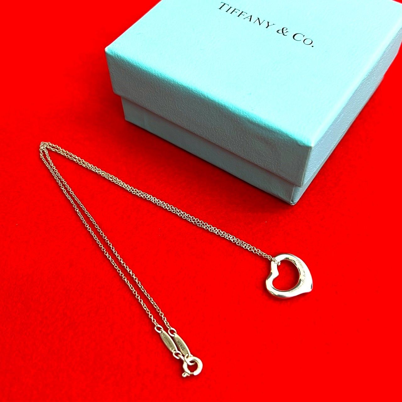 極 美品 TIFFANY&Co. ティファニー オープンハート ネックレス