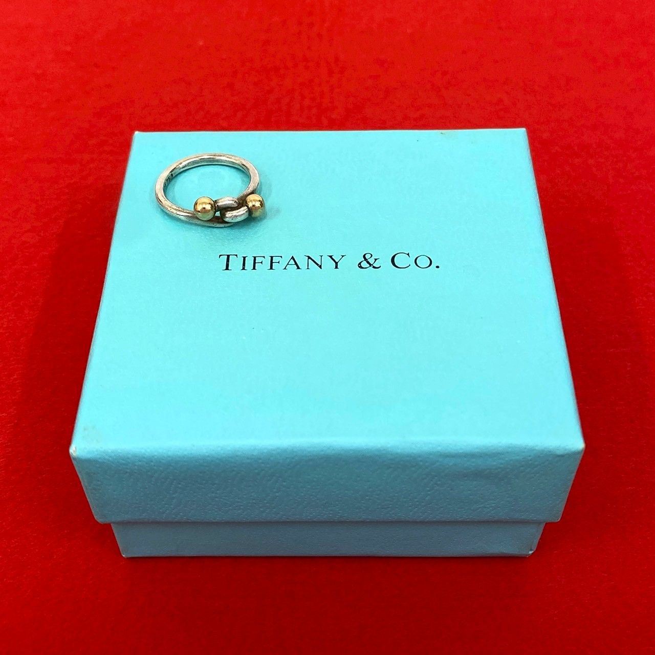 極 美品 TIFFANY&Co. ティファニー フック＆アイ ラブノット リング 