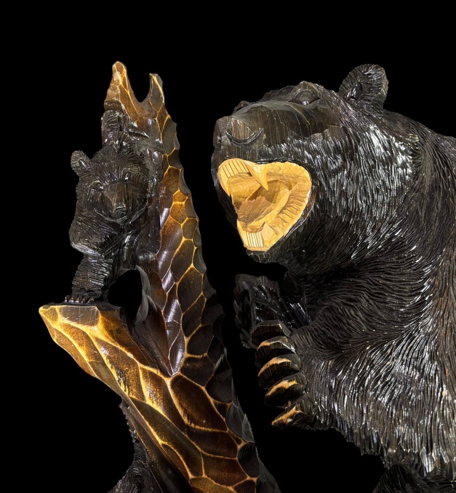 インテリア小物 木製クマの彫刻 置物