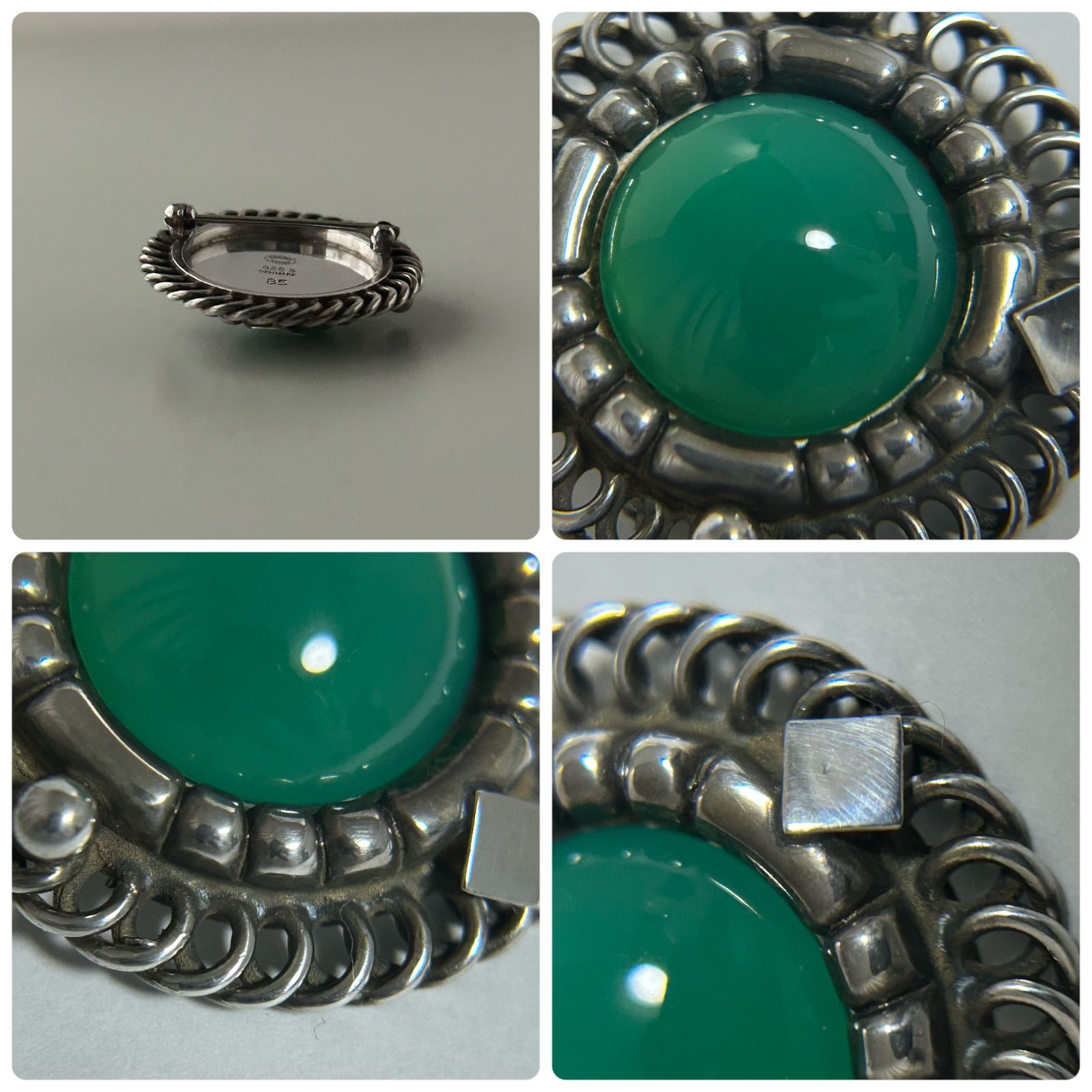 ジョージジェンセン ブローチ 85 グリーンアゲイト AG925 Georg Jensen