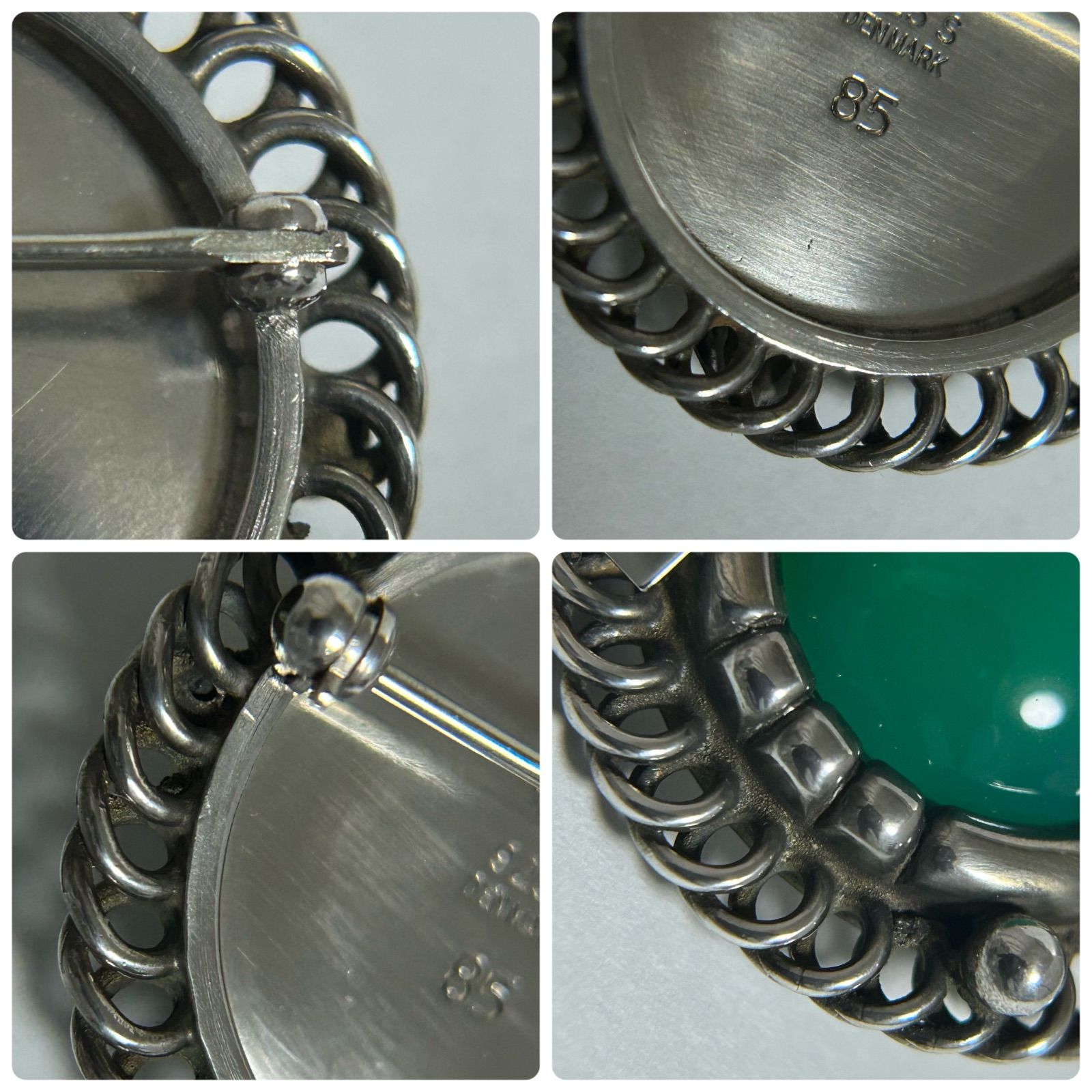 ジョージジェンセン ブローチ 85 グリーンアゲイト AG925 Georg Jensen 