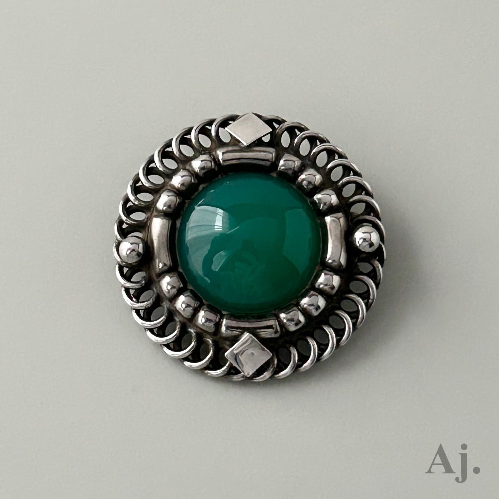 ジョージジェンセン ブローチ 85 グリーンアゲイト AG925 Georg Jensen